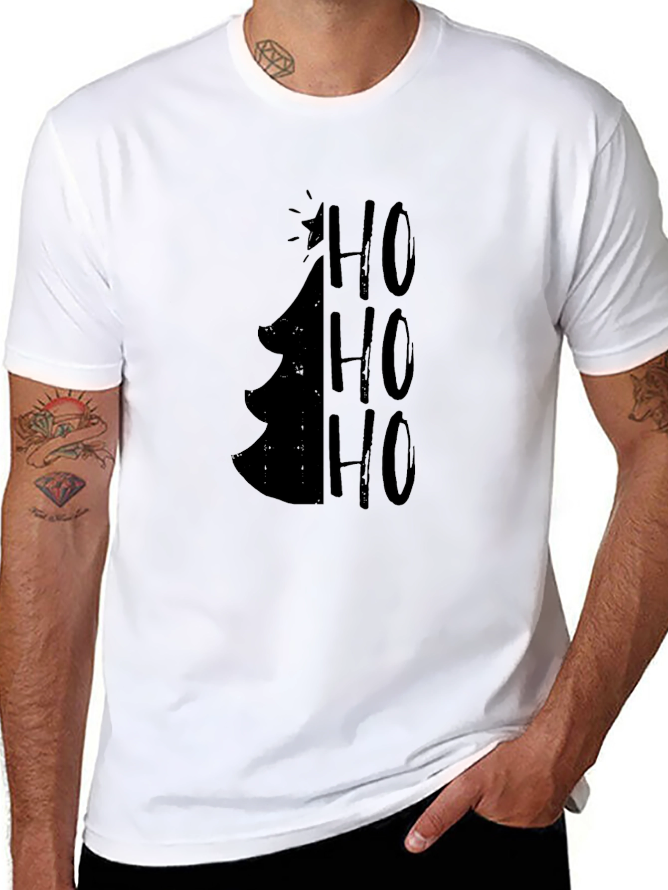 Christmas Tree HO HO HO Mens Graphic Tee