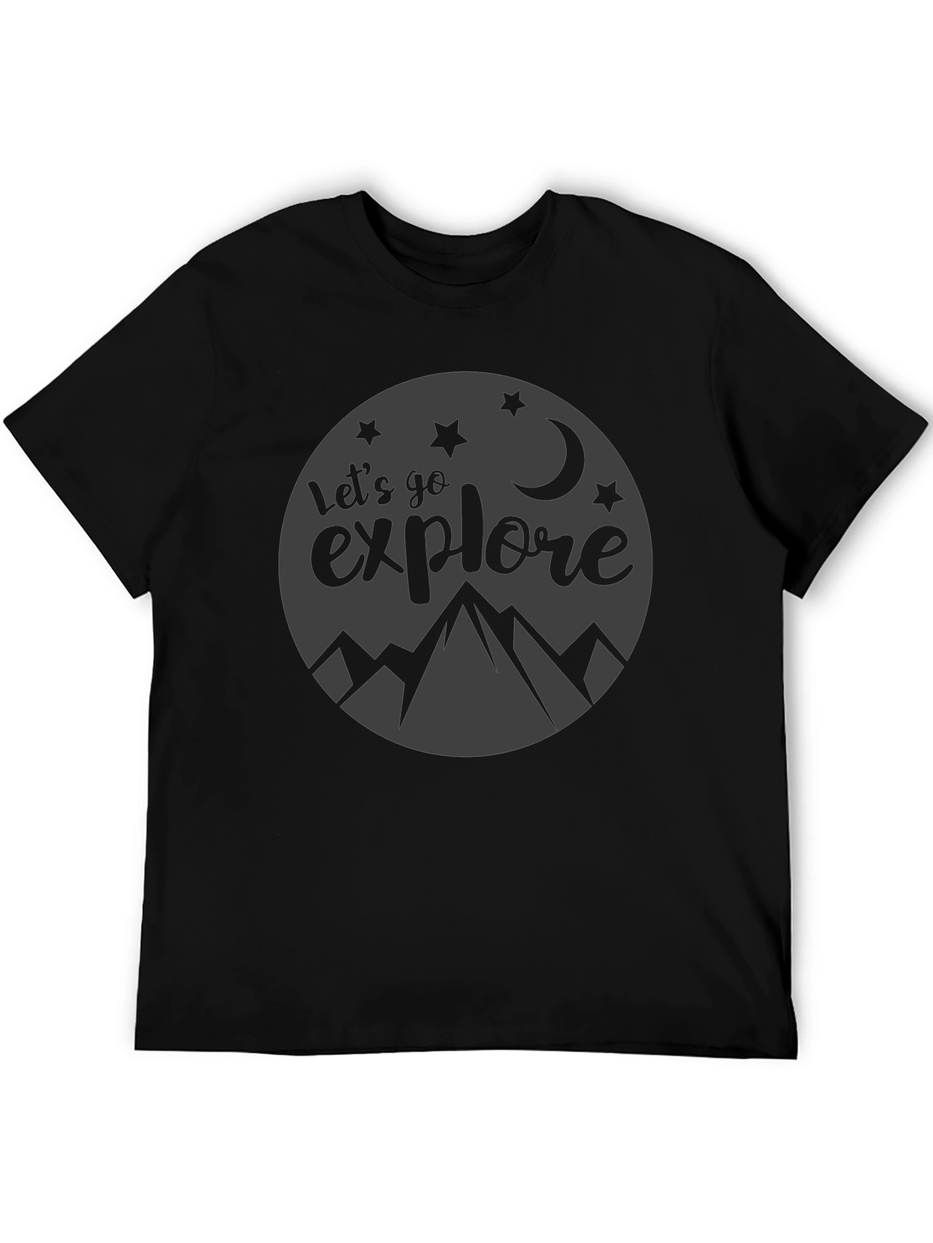 Lets Go Explore Black Graphic T-Shirt