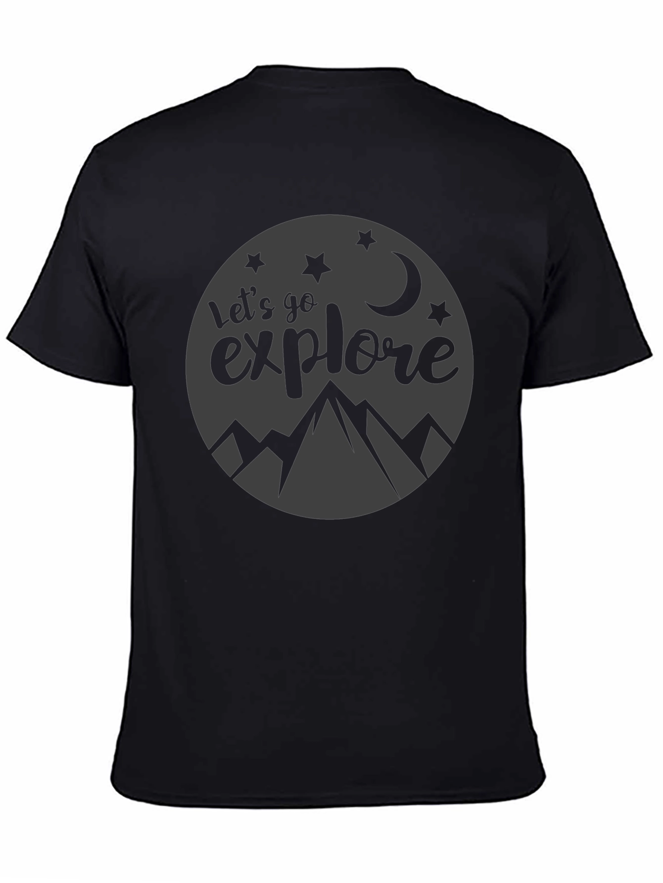 Lets Go Explore Black Graphic T-Shirt
