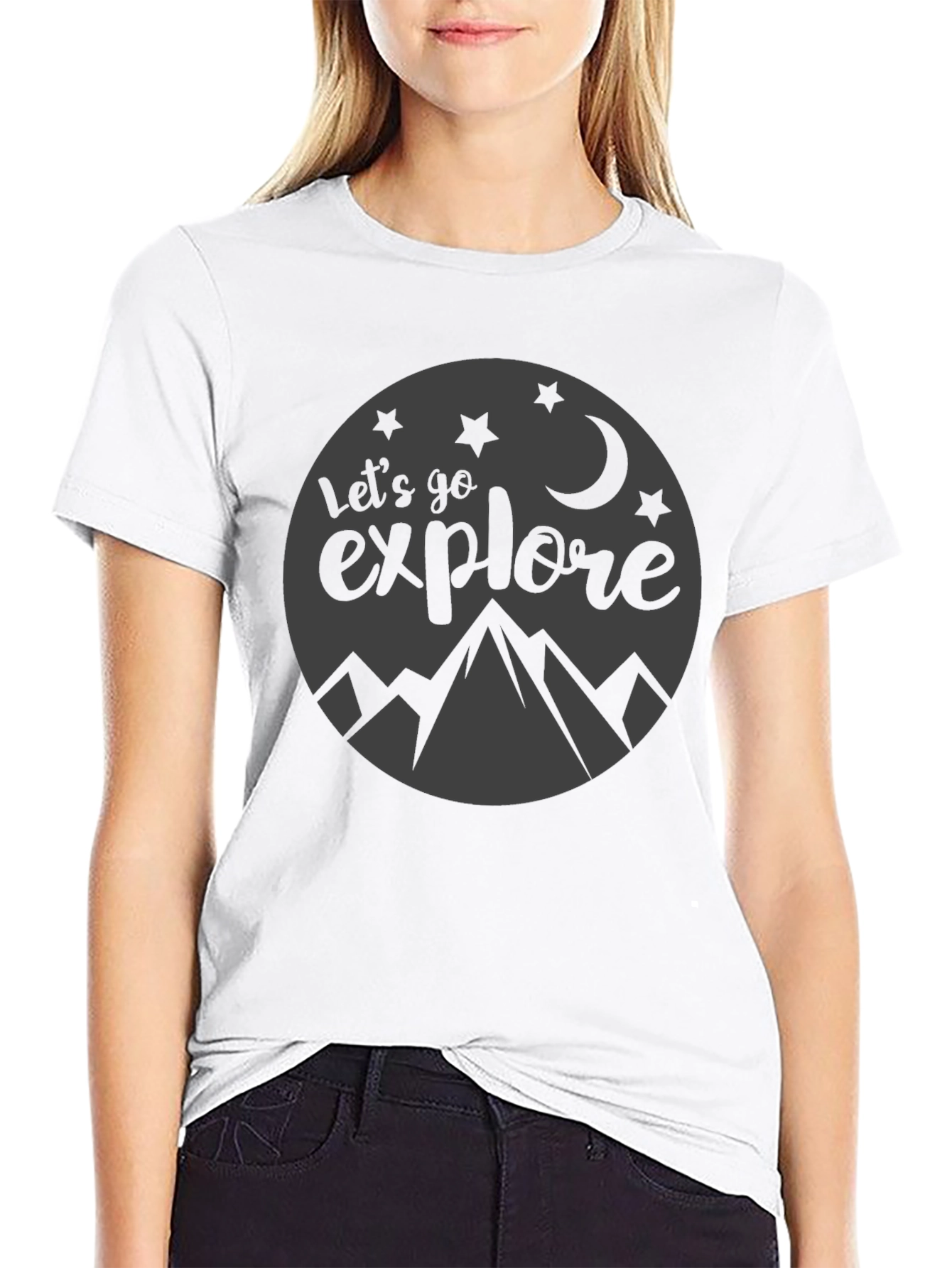 Lets Go Explore Black Graphic T-Shirt
