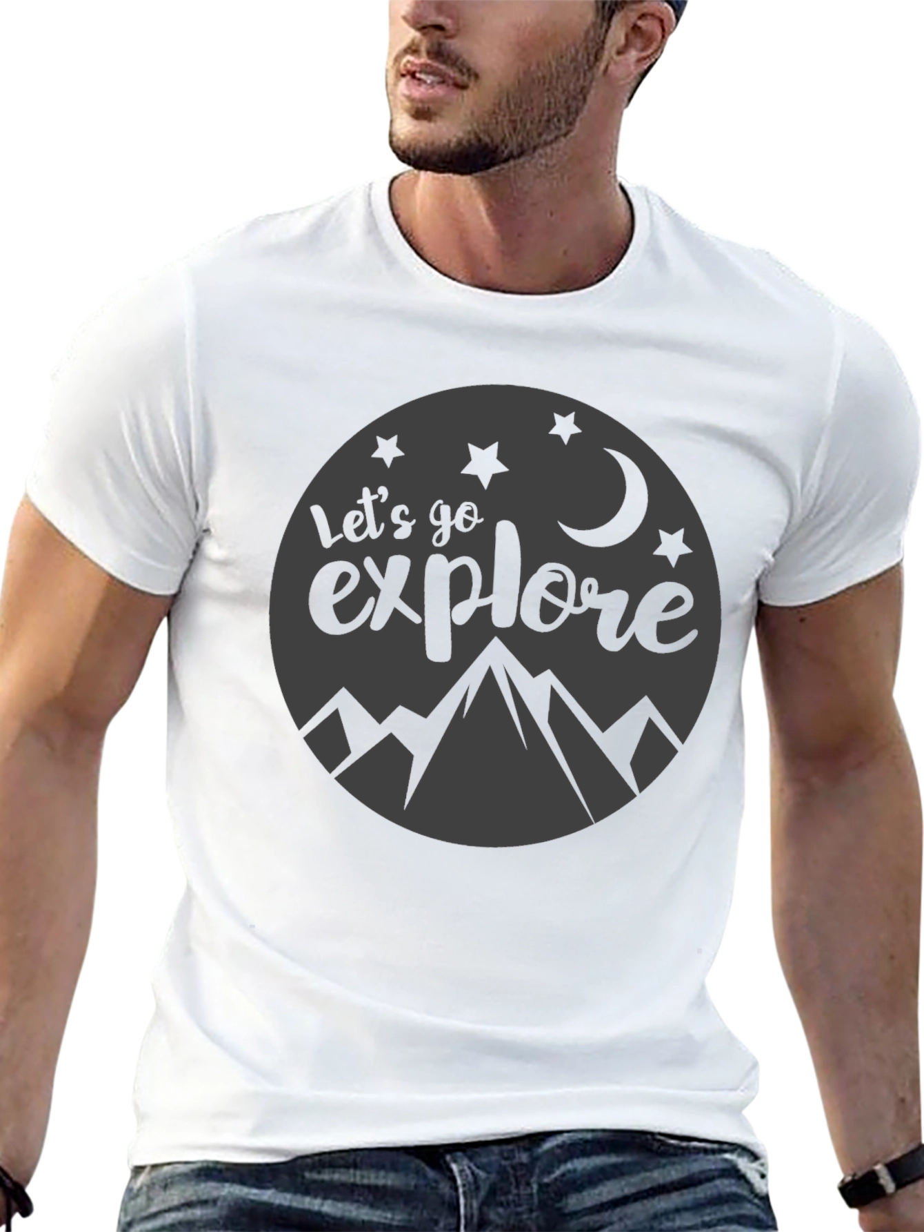 Lets Go Explore Black Graphic T-Shirt