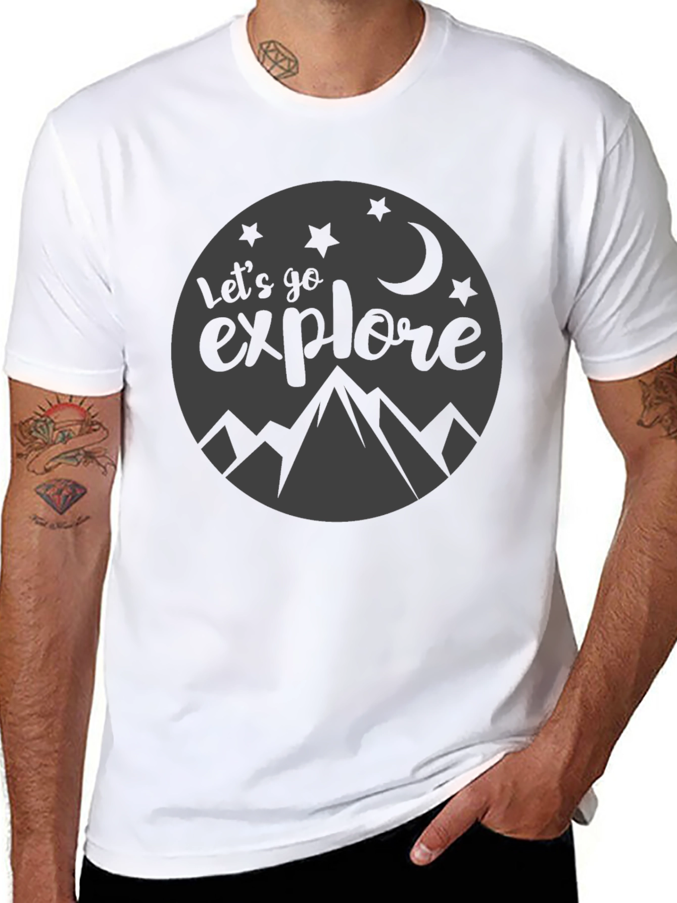 Lets Go Explore Black Graphic T-Shirt
