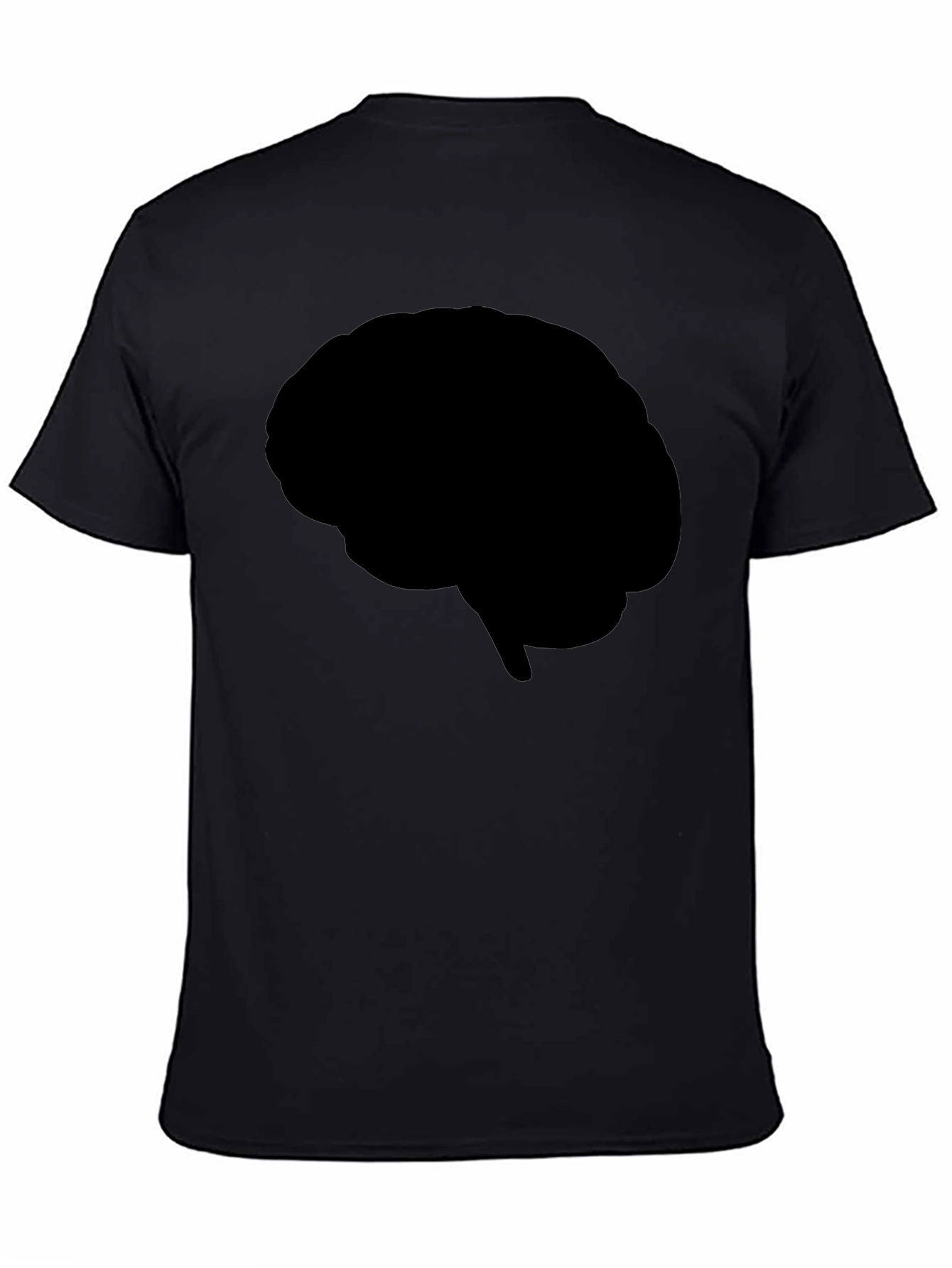 Brain Silhouette Graphic Tee - Black Cotton T-Shirt