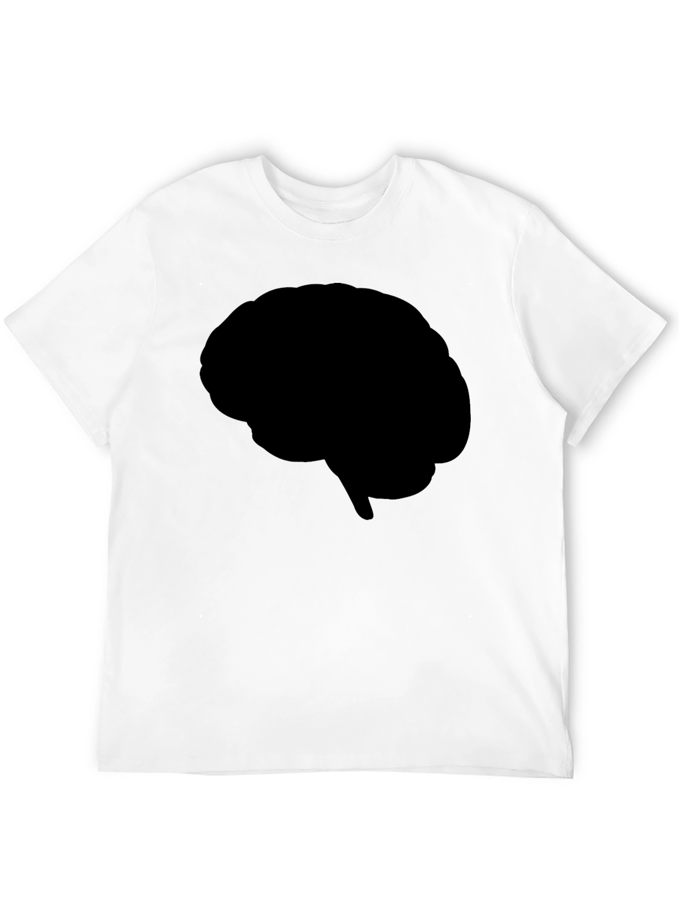 Brain Silhouette Graphic Tee - Black Cotton T-Shirt