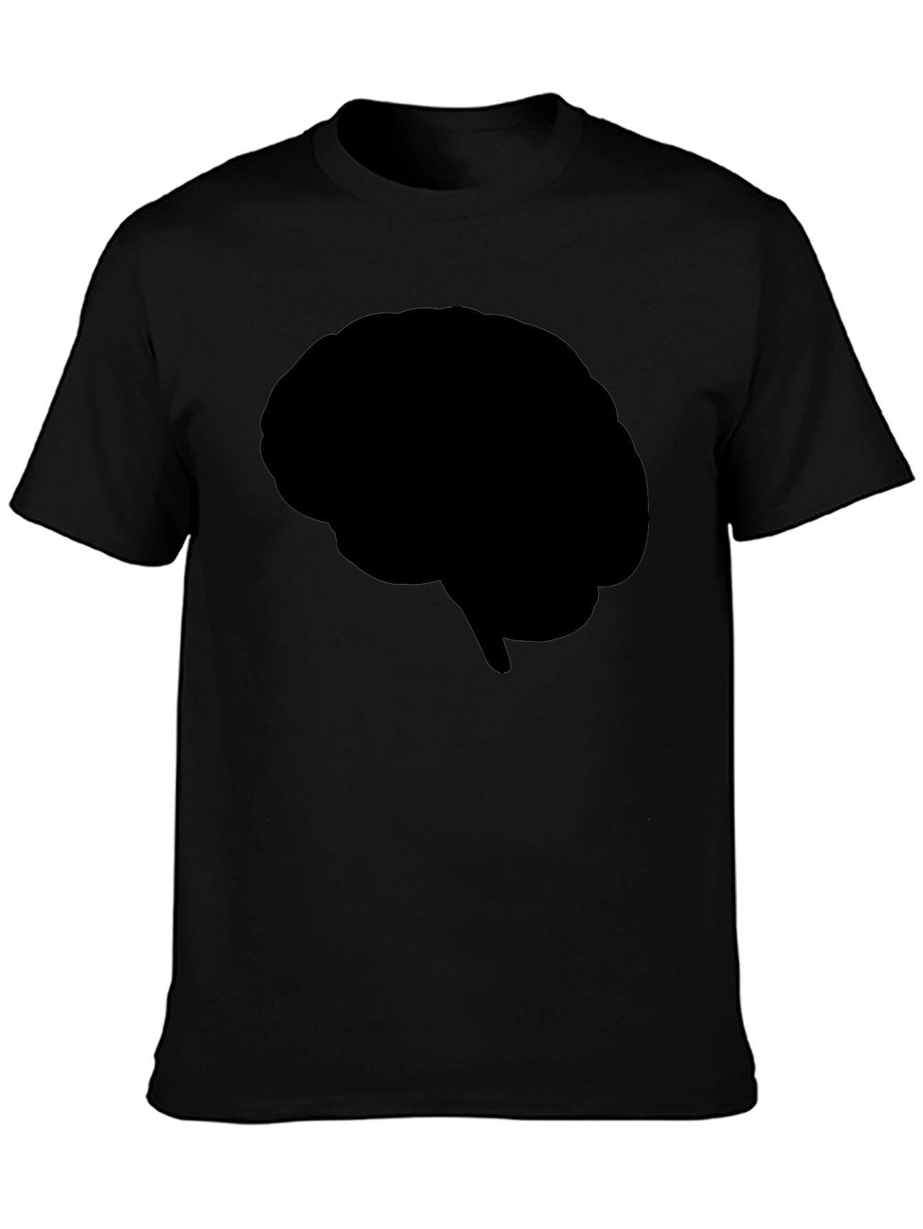 Brain Silhouette Graphic Tee - Black Cotton T-Shirt