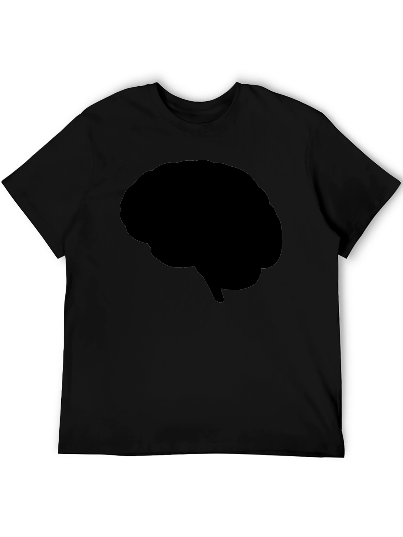 Brain Silhouette Graphic Tee - Black Cotton T-Shirt