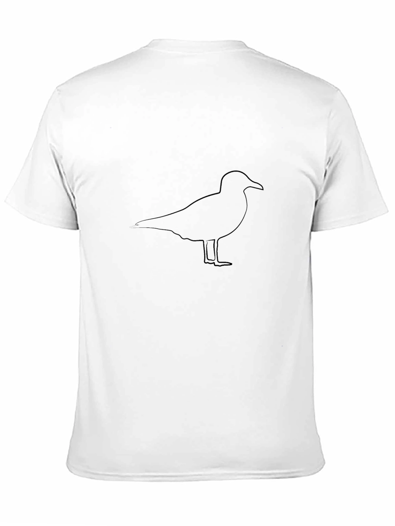 Minimalist Seagull Outline Black T-Shirt