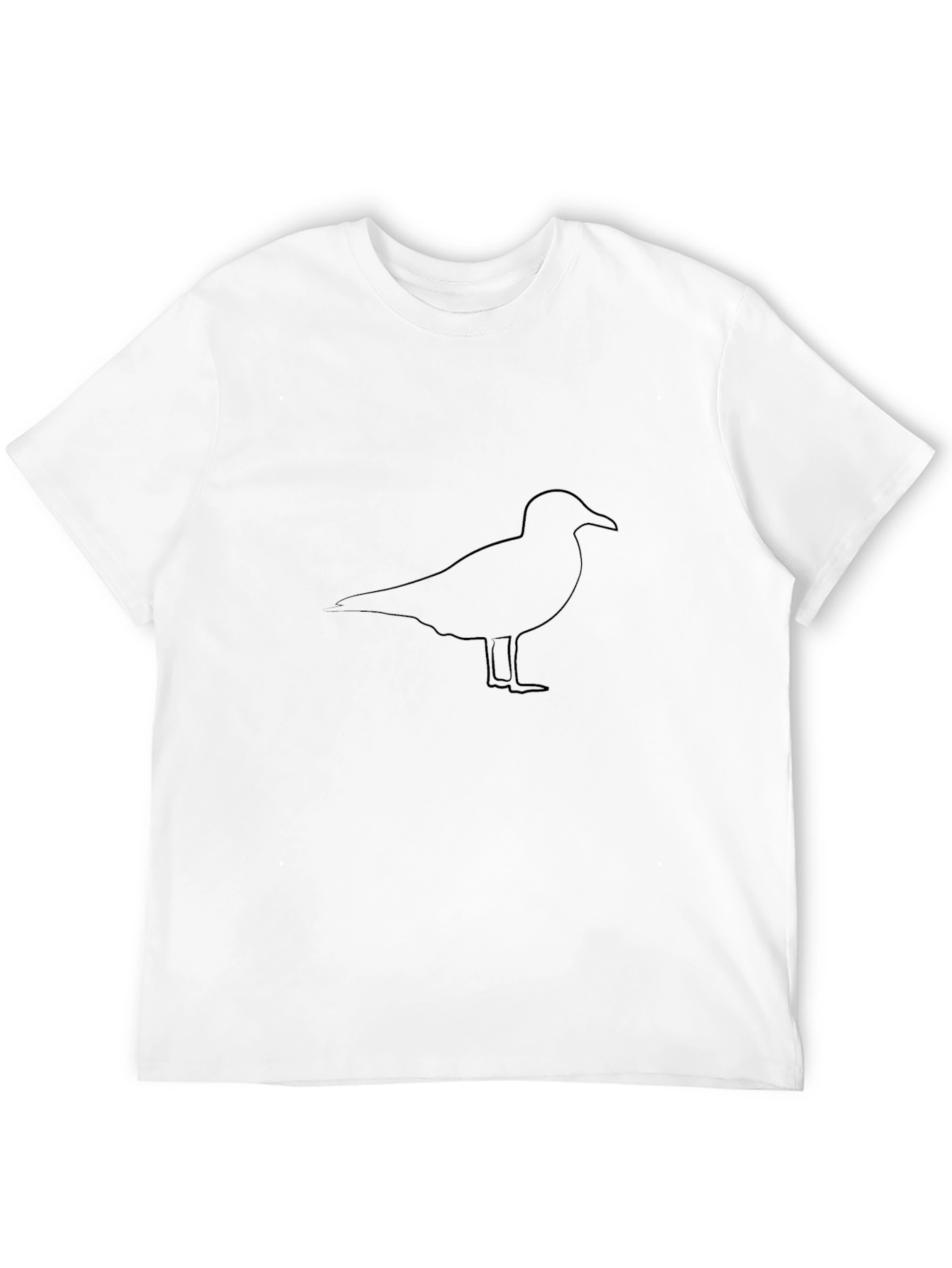 Minimalist Seagull Outline Black T-Shirt