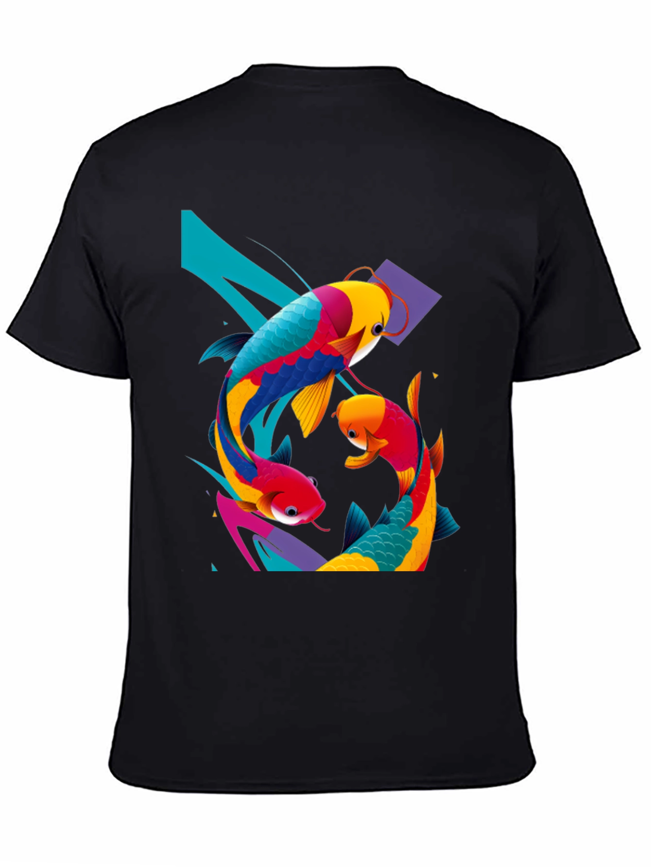 Koi Fish Graphic Tee - Artistic Black T-Shirt