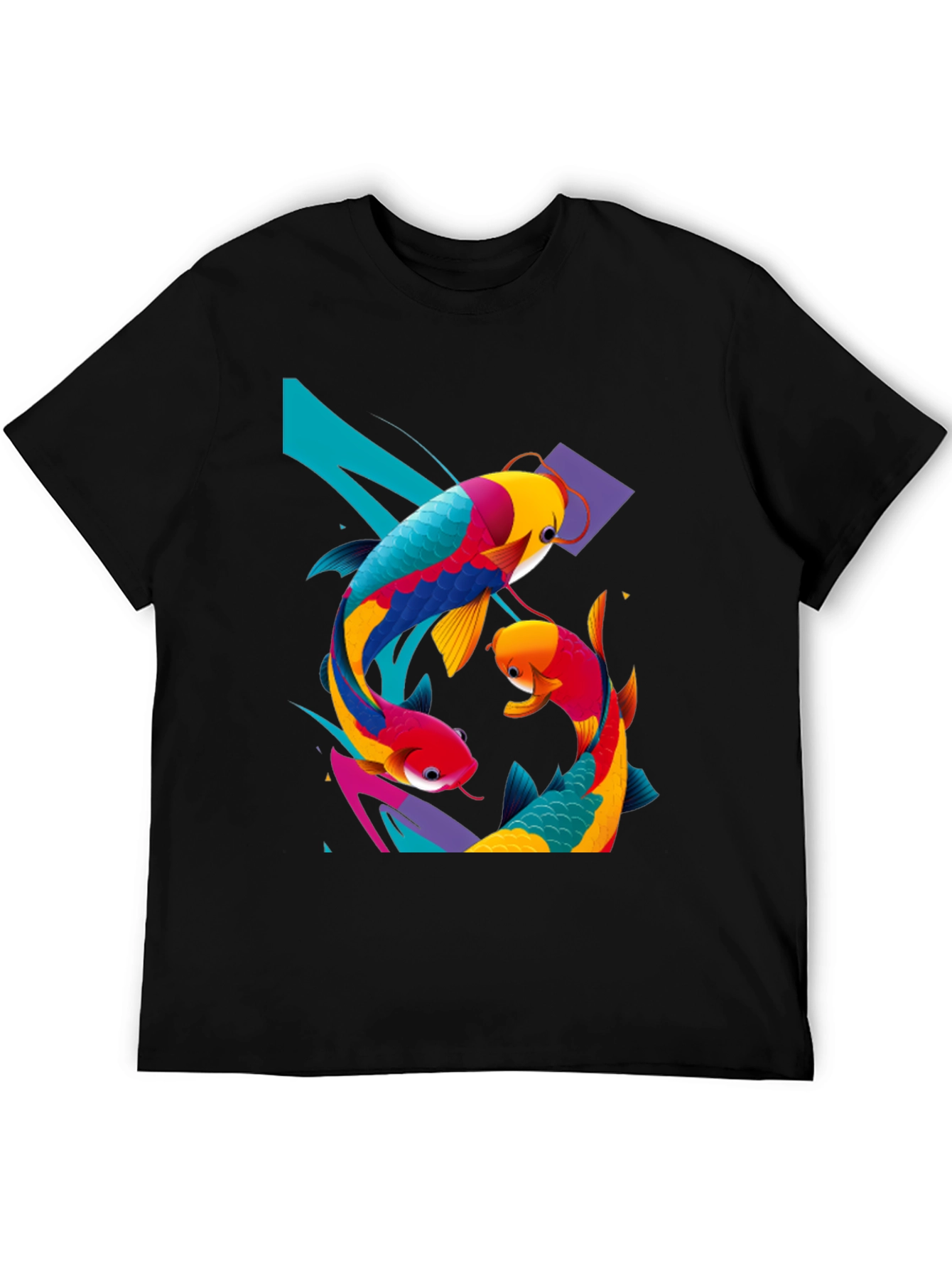 Koi Fish Graphic Tee - Artistic Black T-Shirt