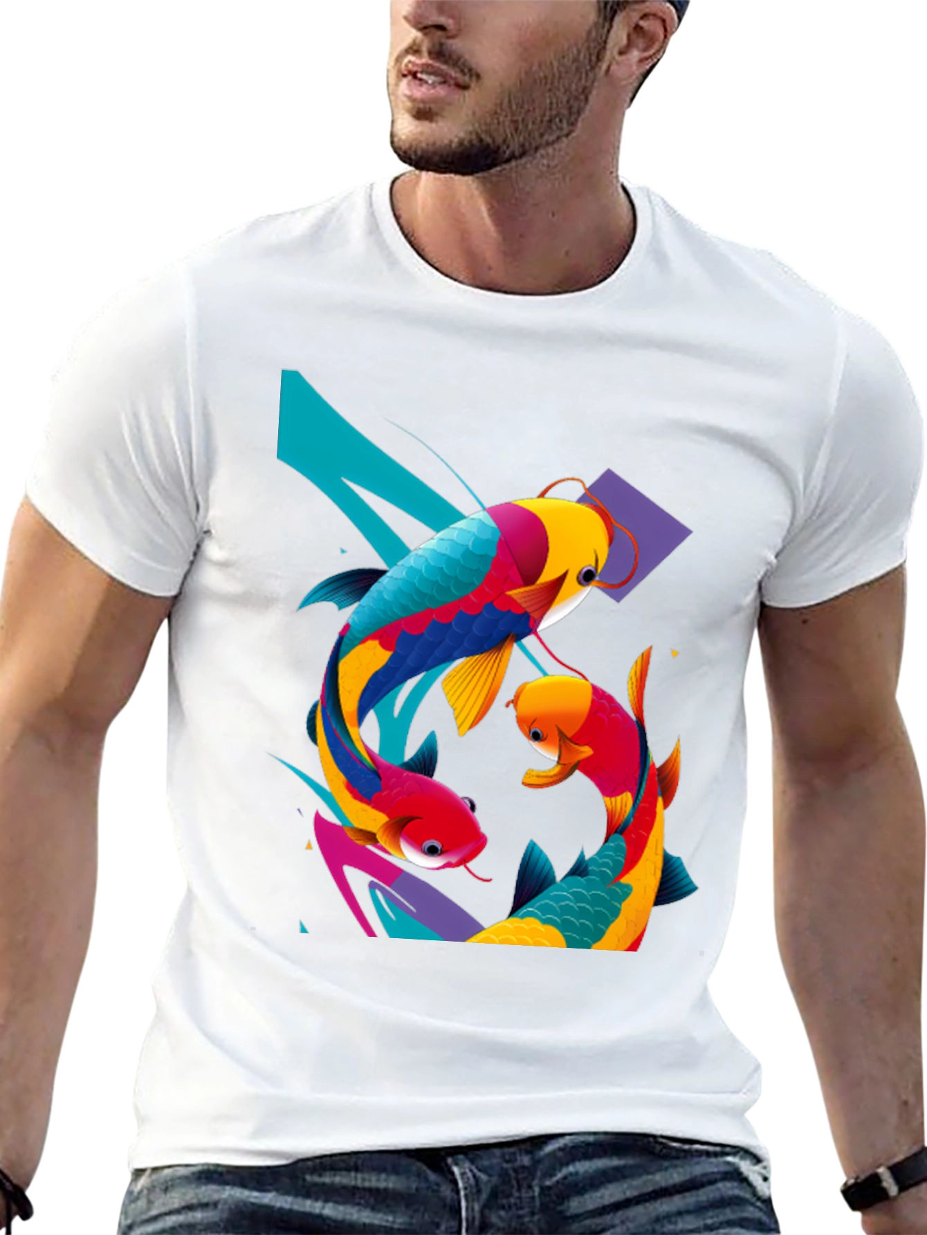 Koi Fish Graphic Tee - Artistic Black T-Shirt