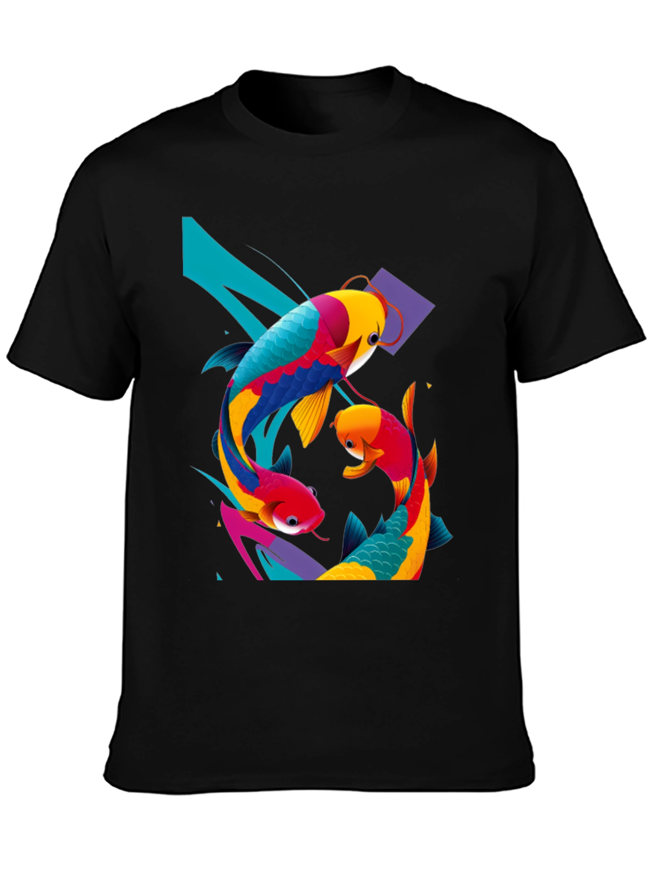 Koi Fish Graphic Tee - Artistic Black T-Shirt