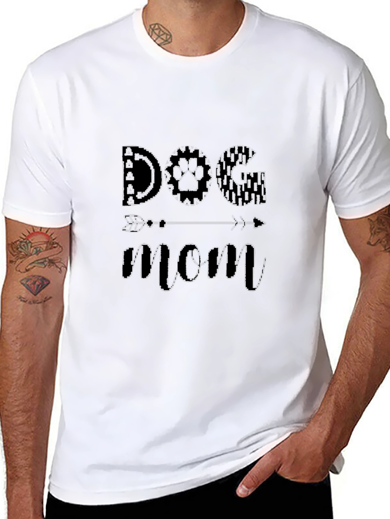 Dog Mom T-Shirt - Unique Paw Print Arrow Design