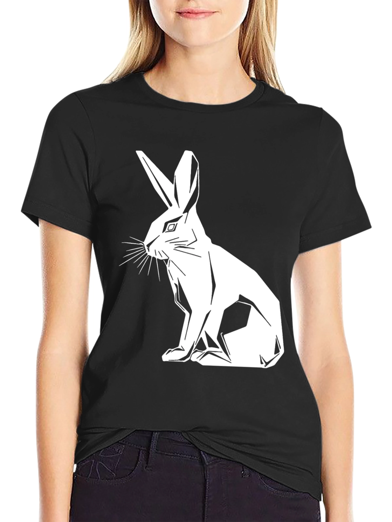 Geometric Rabbit Graphic T-Shirt - Modern Style