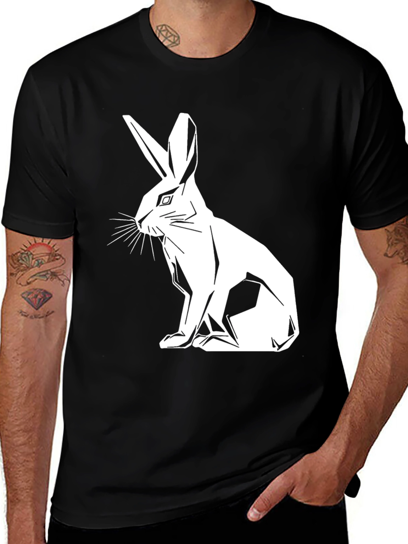 Geometric Rabbit Graphic T-Shirt - Modern Style
