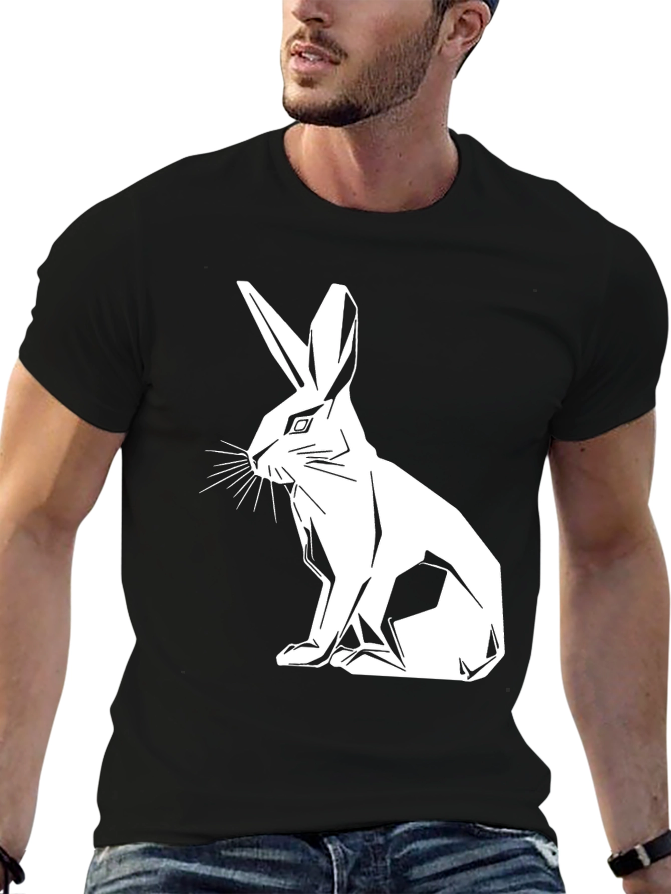 Geometric Rabbit Graphic T-Shirt - Modern Style