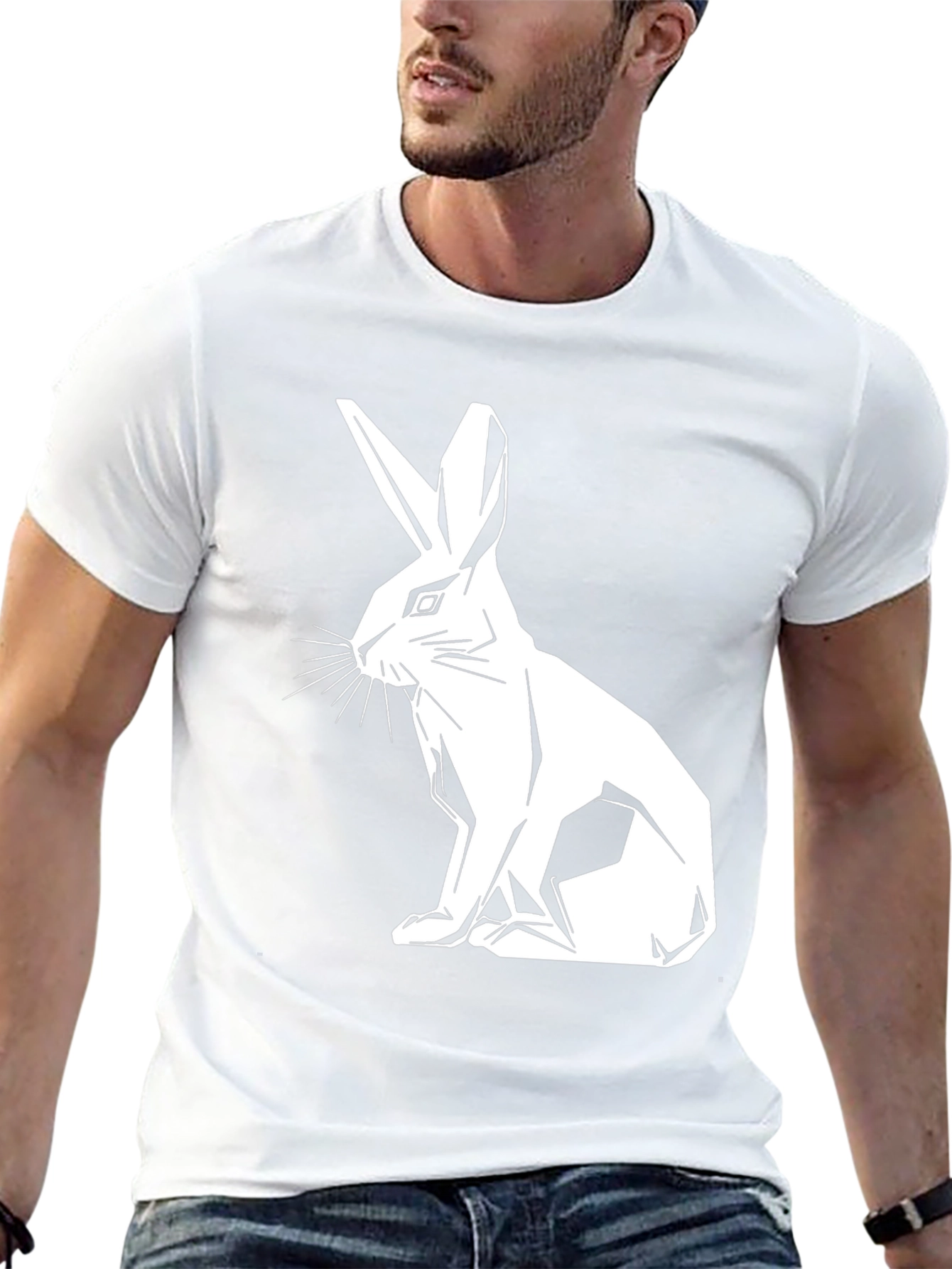 Geometric Rabbit Graphic T-Shirt - Modern Style