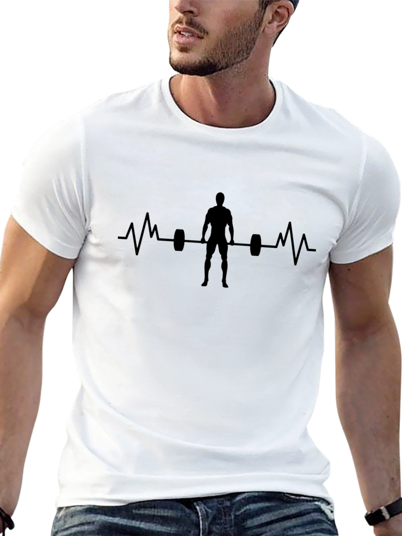 Weightlifting Heartbeat T-Shirt - Gym Workout Tee
