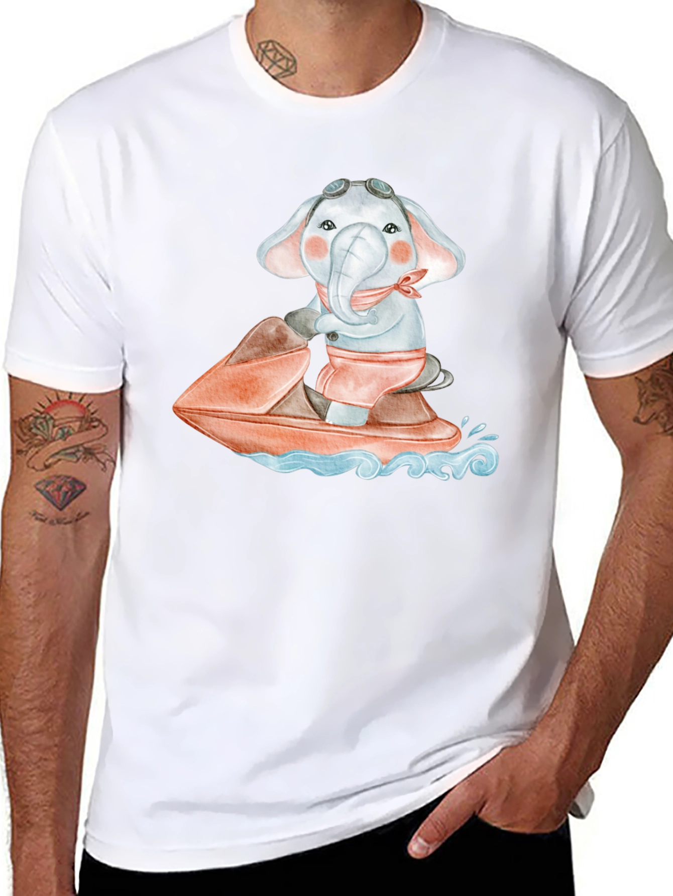 Elephant Jet Ski Graphic Tee
