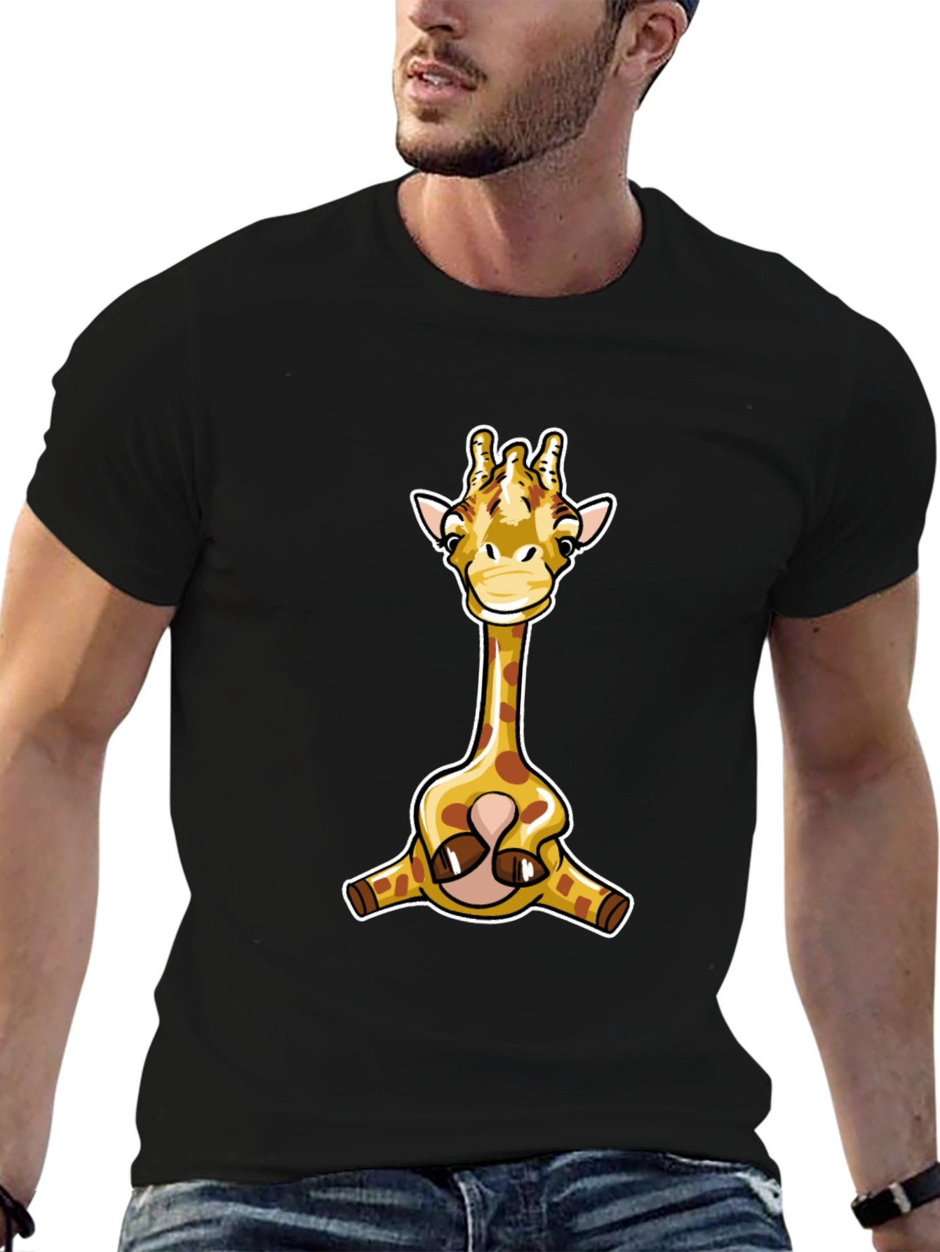 Cartoon Giraffe Graphic T-Shirt