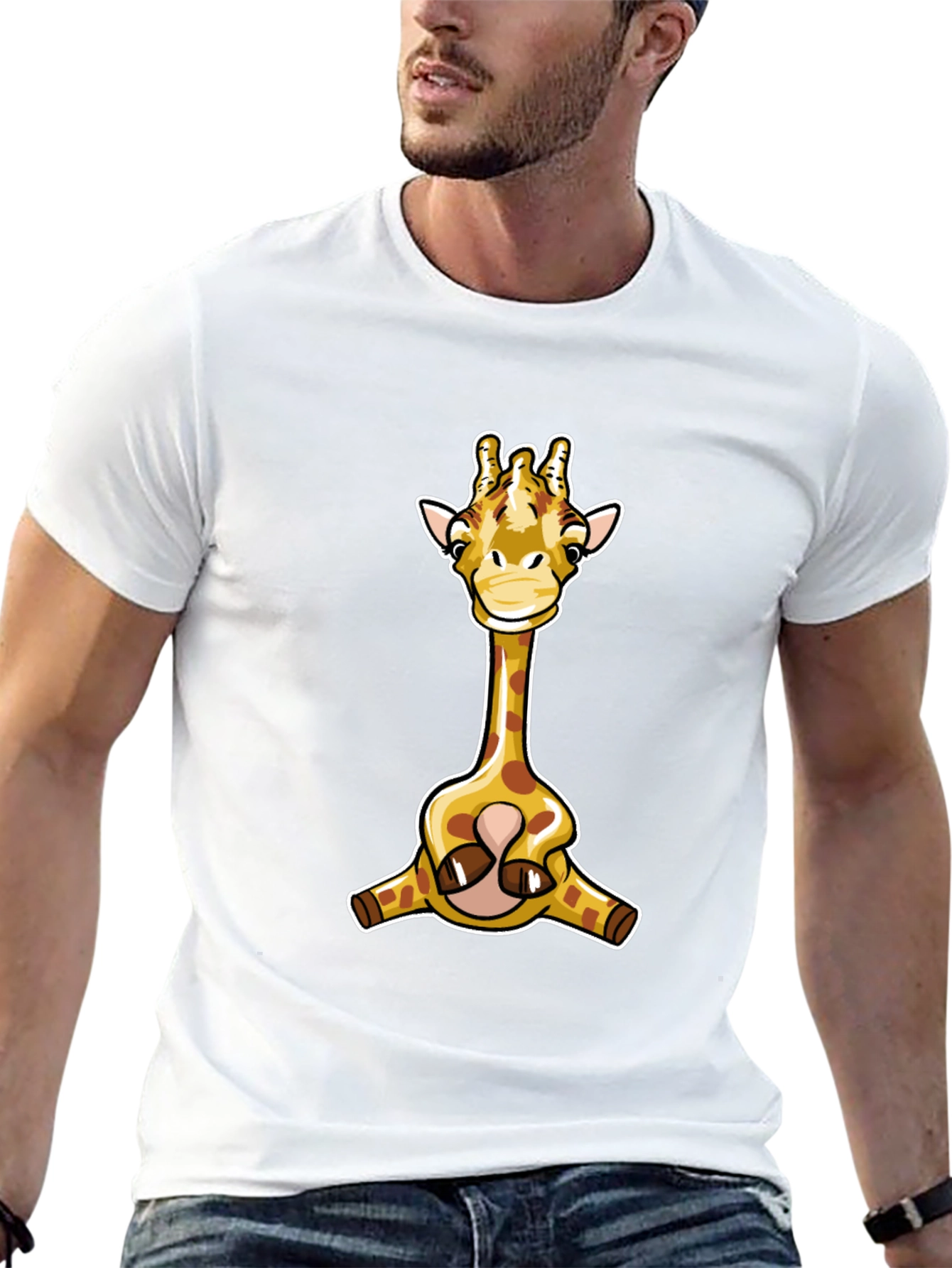 Cartoon Giraffe Graphic T-Shirt