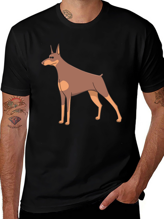 Cartoon Doberman Dog Graphic T-Shirt