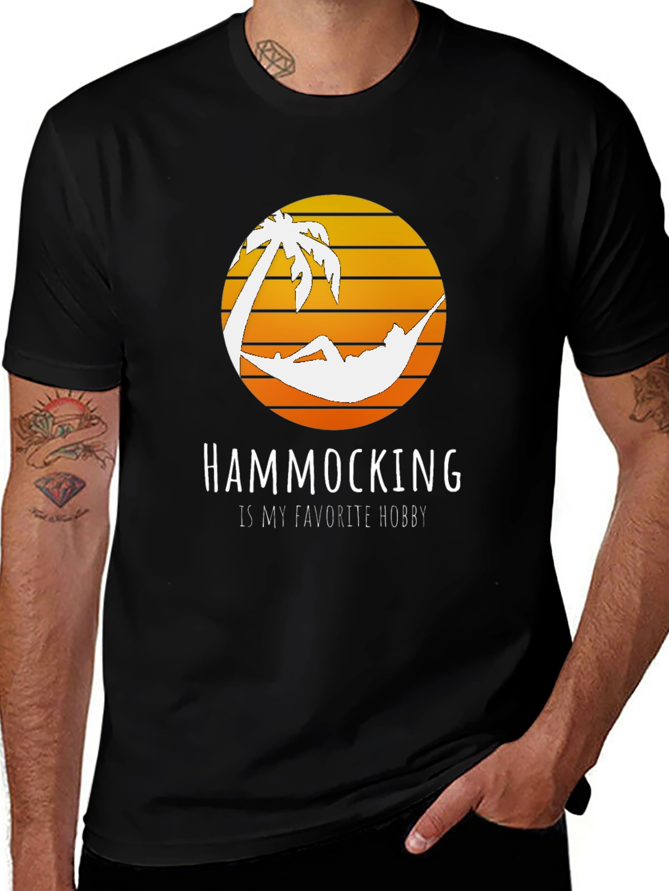 Hammocking Hobby T-Shirt - Palm Tree Sunset Graphic Tee