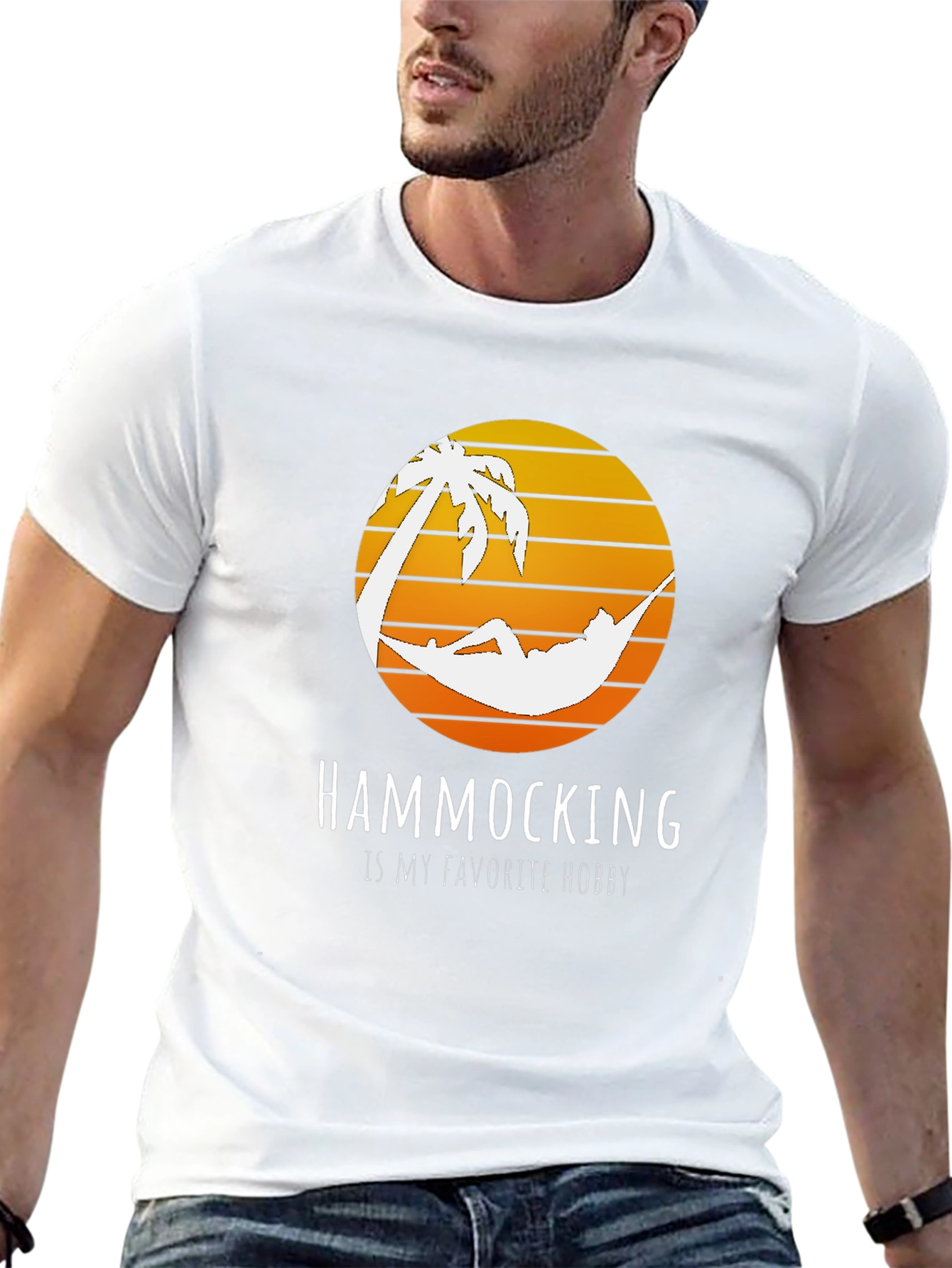 Hammocking Hobby T-Shirt - Palm Tree Sunset Graphic Tee