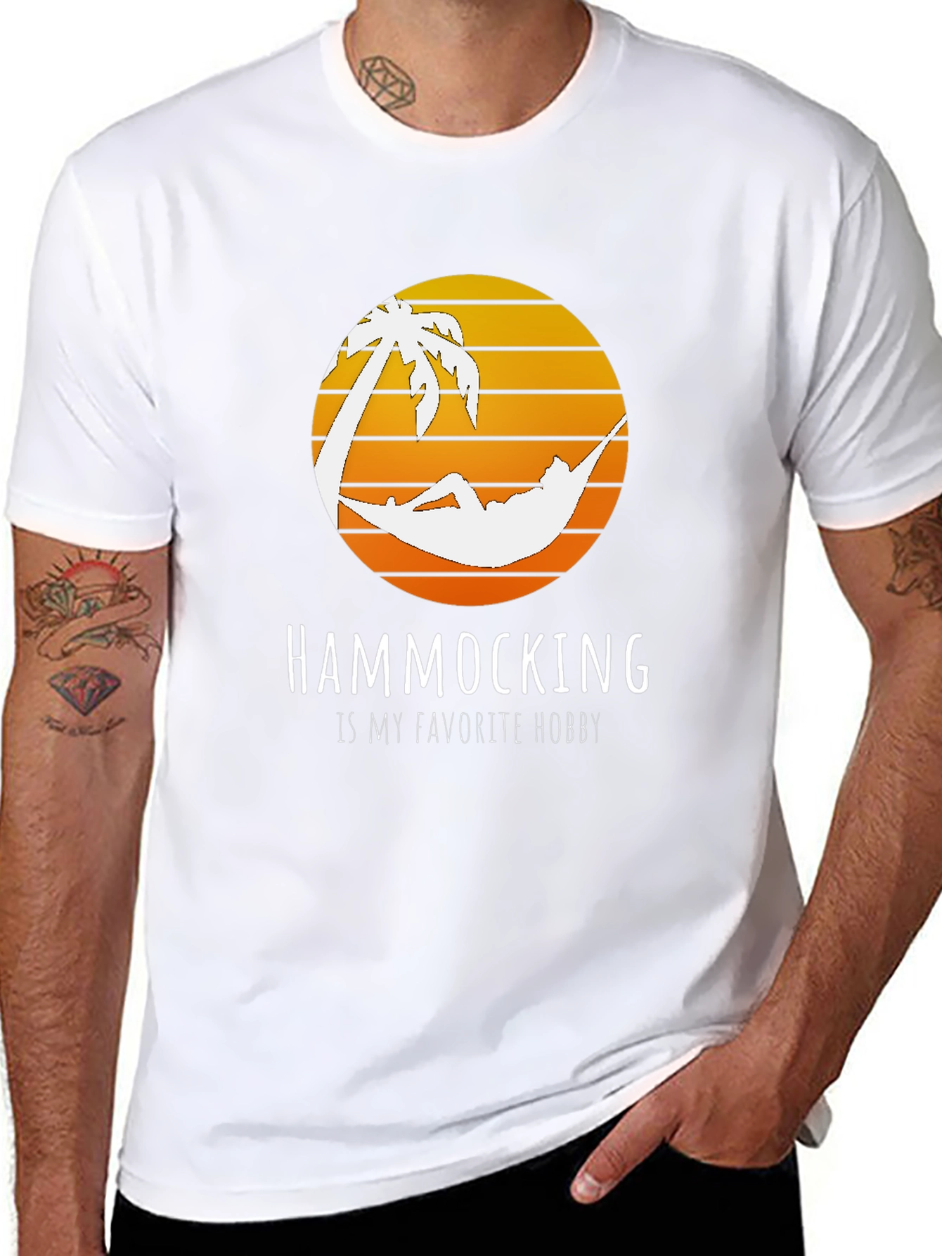 Hammocking Hobby T-Shirt - Palm Tree Sunset Graphic Tee