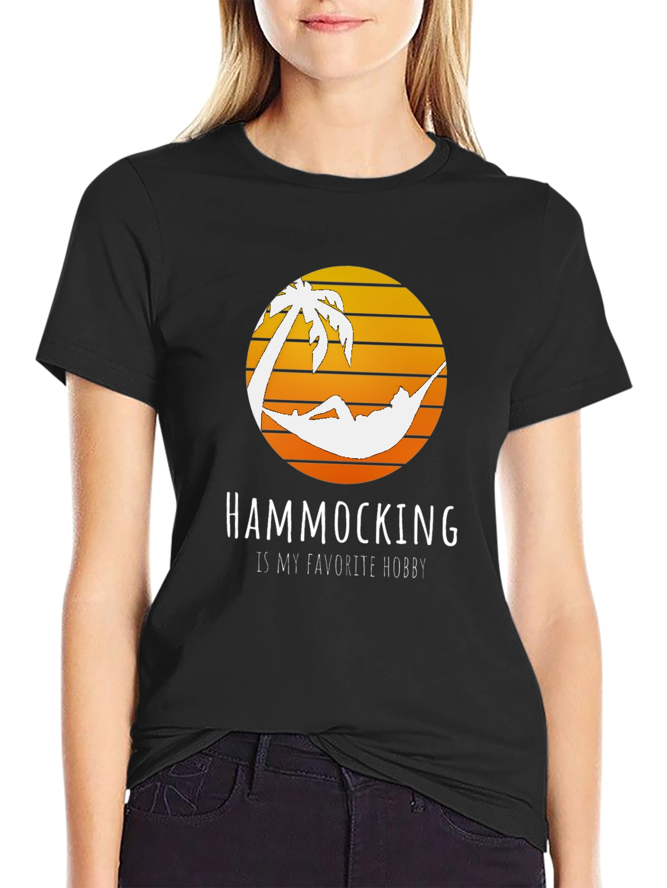 Hammocking Hobby T-Shirt - Palm Tree Sunset Graphic Tee