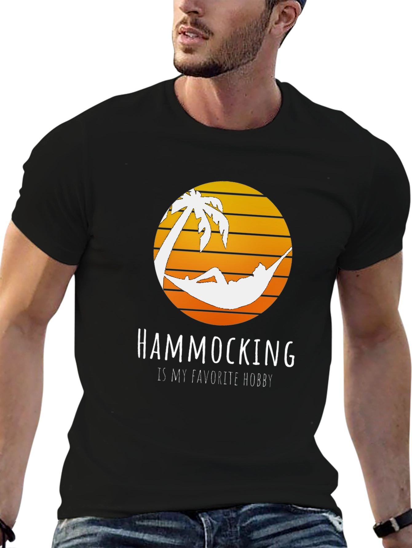 Hammocking Hobby T-Shirt - Palm Tree Sunset Graphic Tee