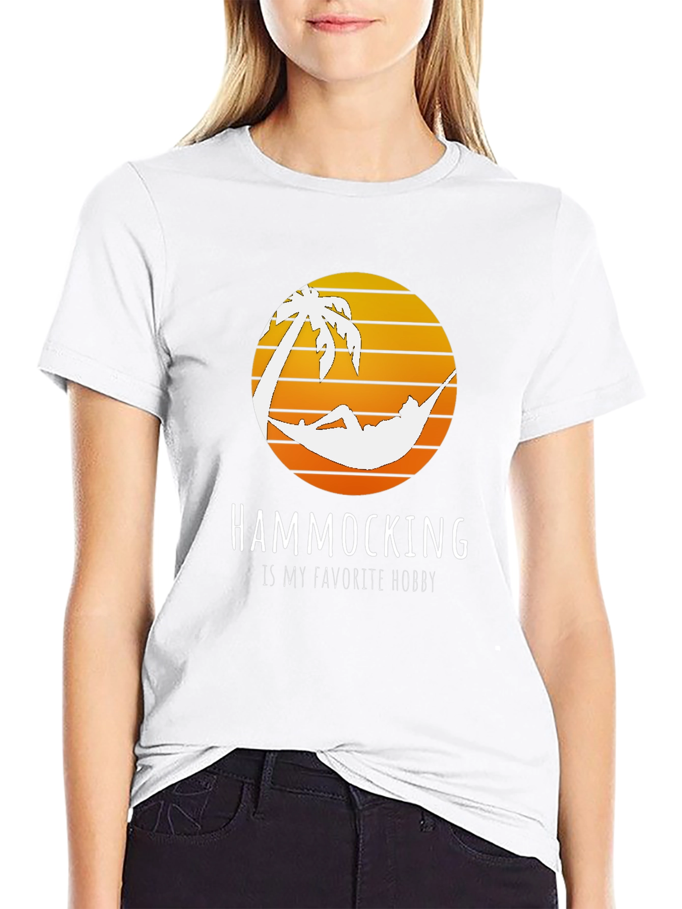 Hammocking Hobby T-Shirt - Palm Tree Sunset Graphic Tee