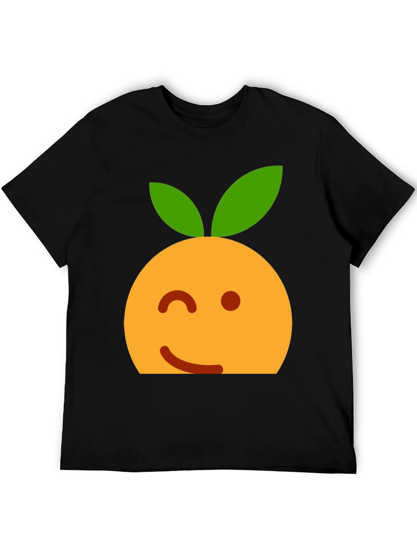 Winking Orange Emoji Black T-Shirt