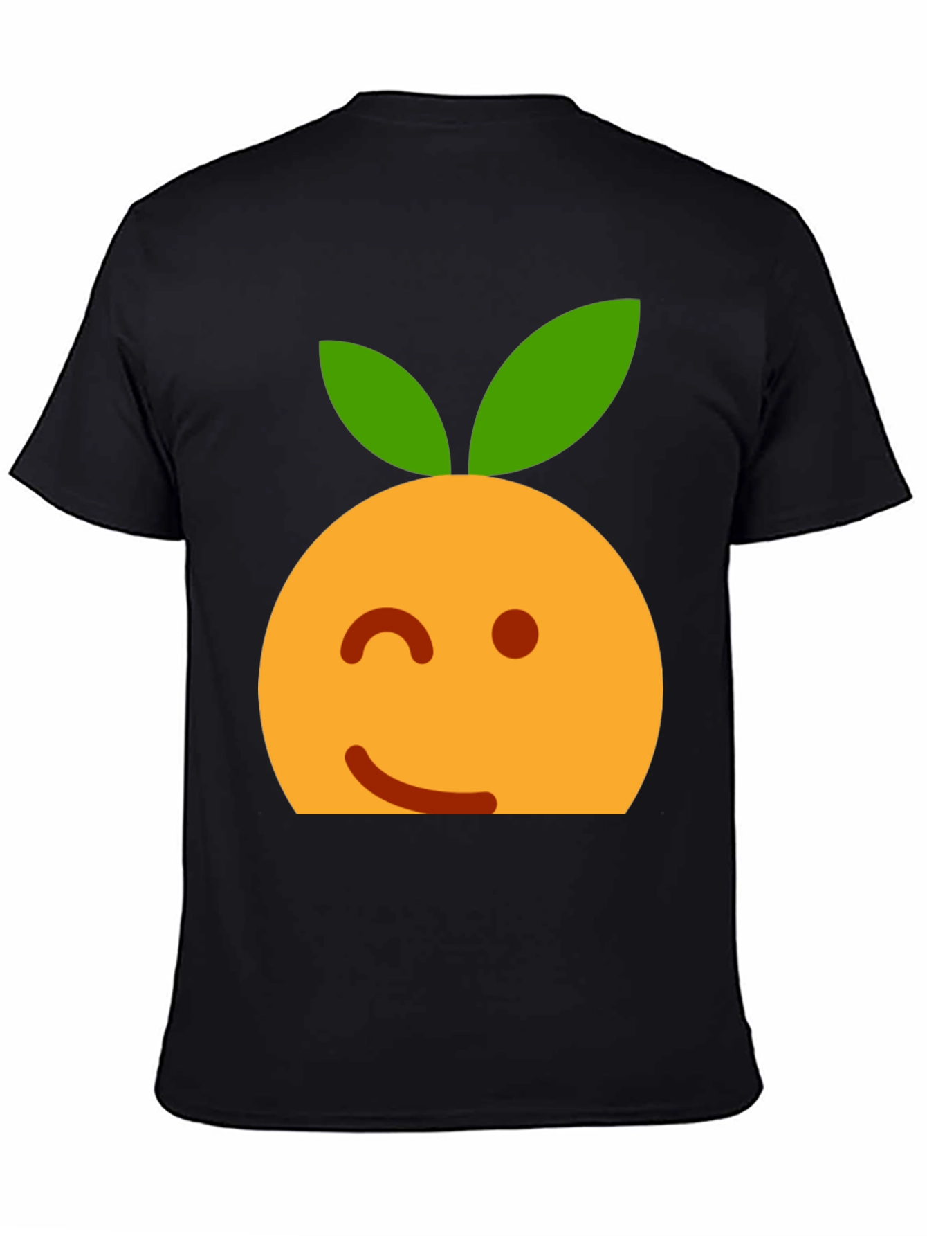 Winking Orange Emoji Black T-Shirt