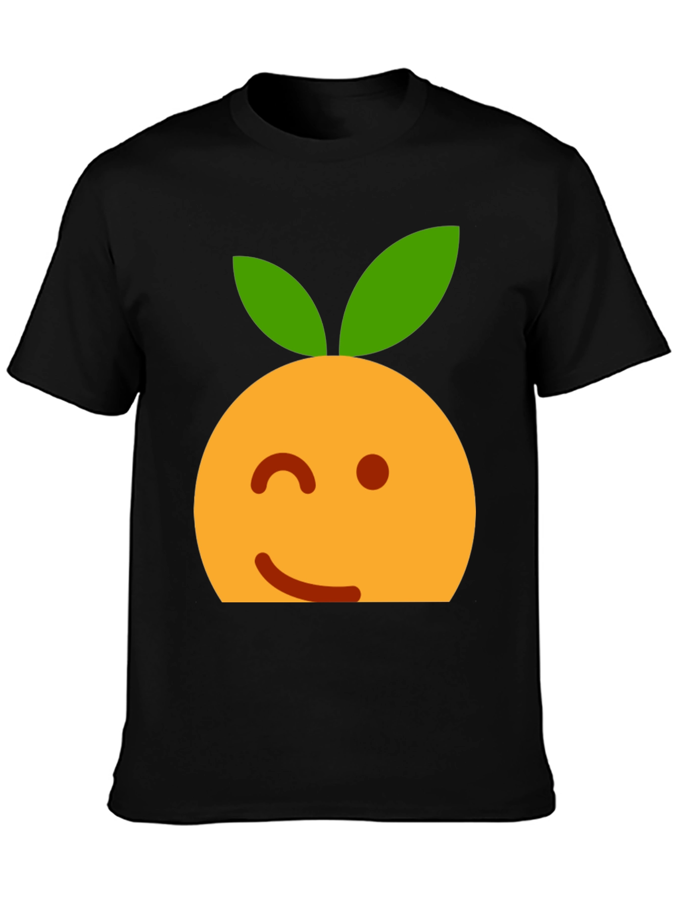 Winking Orange Emoji Black T-Shirt