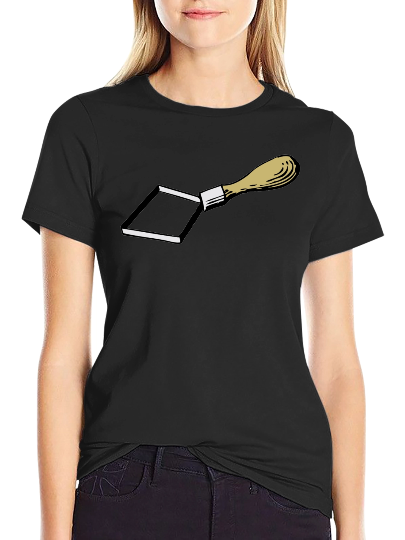 Novelty Trowel Graphic Print T-Shirt - Black