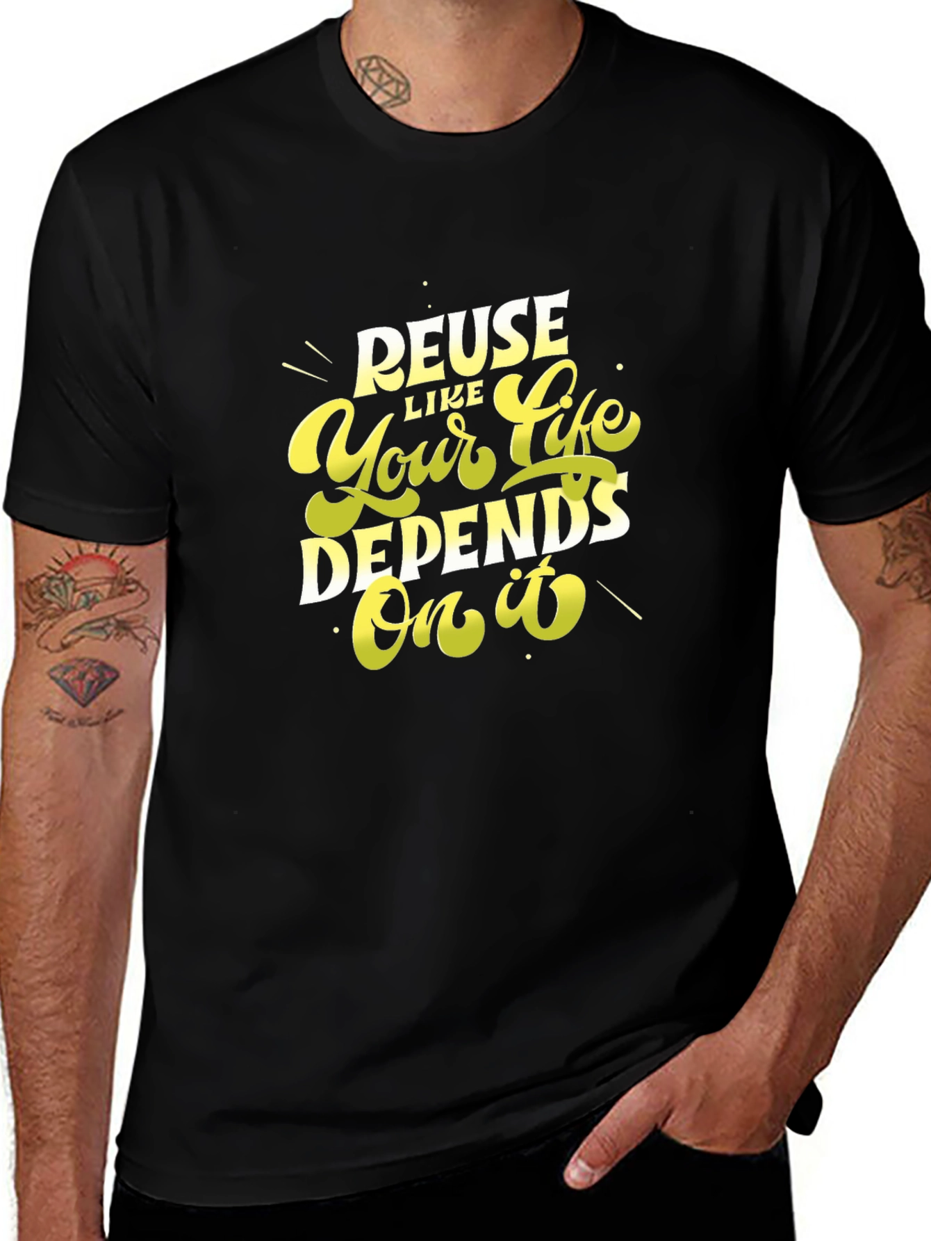 Reuse Like Your Life Depends On It Black T-Shirt