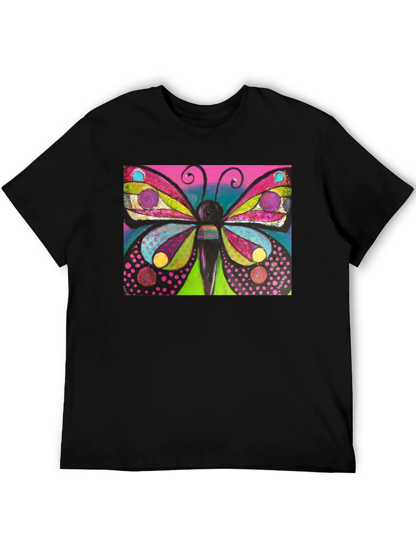 Butterfly Art Print Black T-Shirt