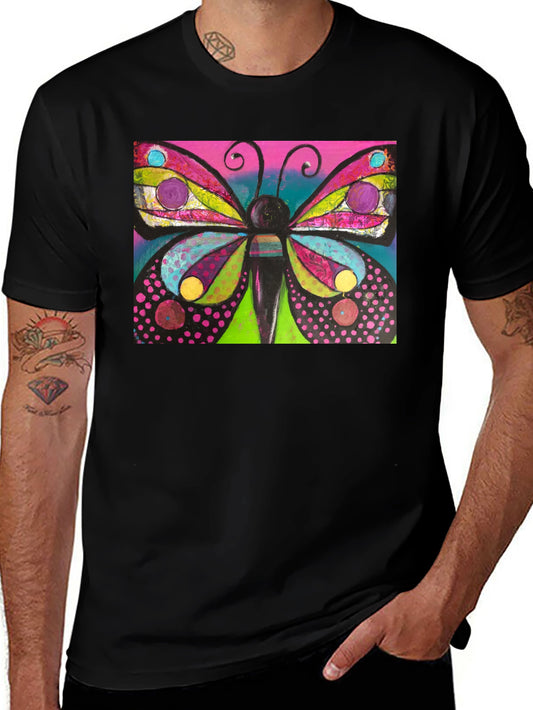 Butterfly Art Print Black T-Shirt