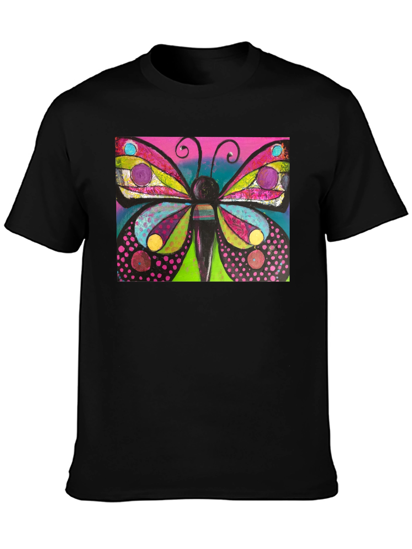 Butterfly Art Print Black T-Shirt