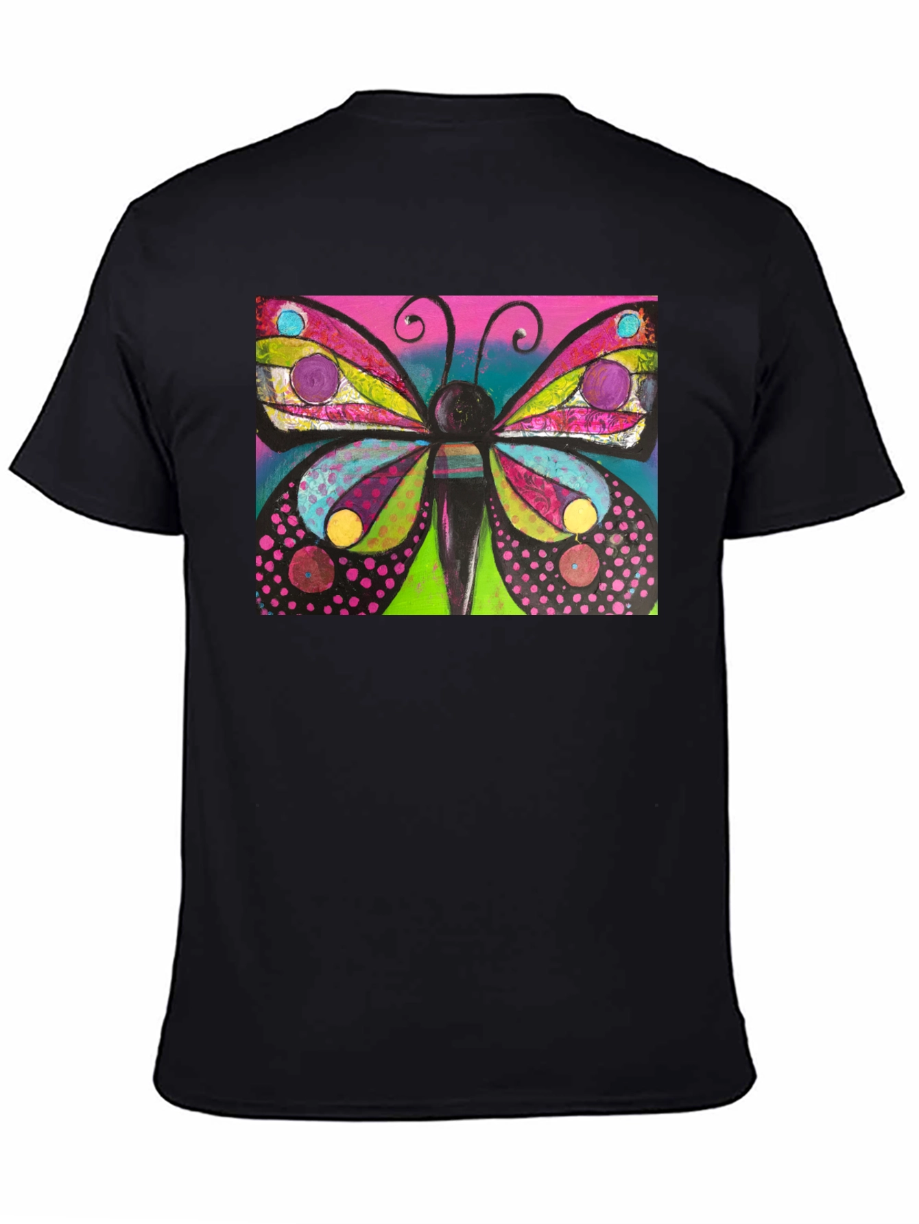 Butterfly Art Print Black T-Shirt