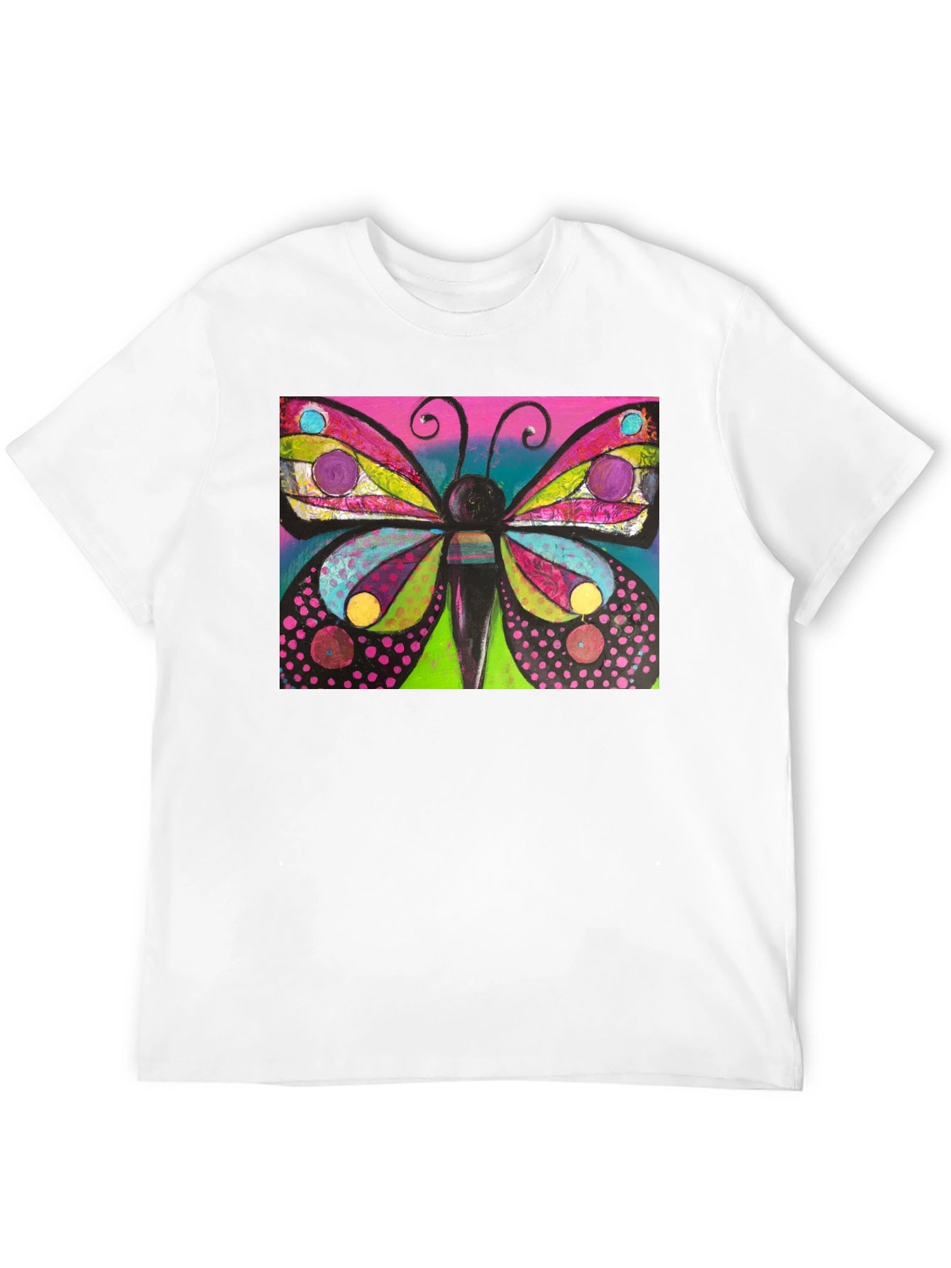 Butterfly Art Print Black T-Shirt