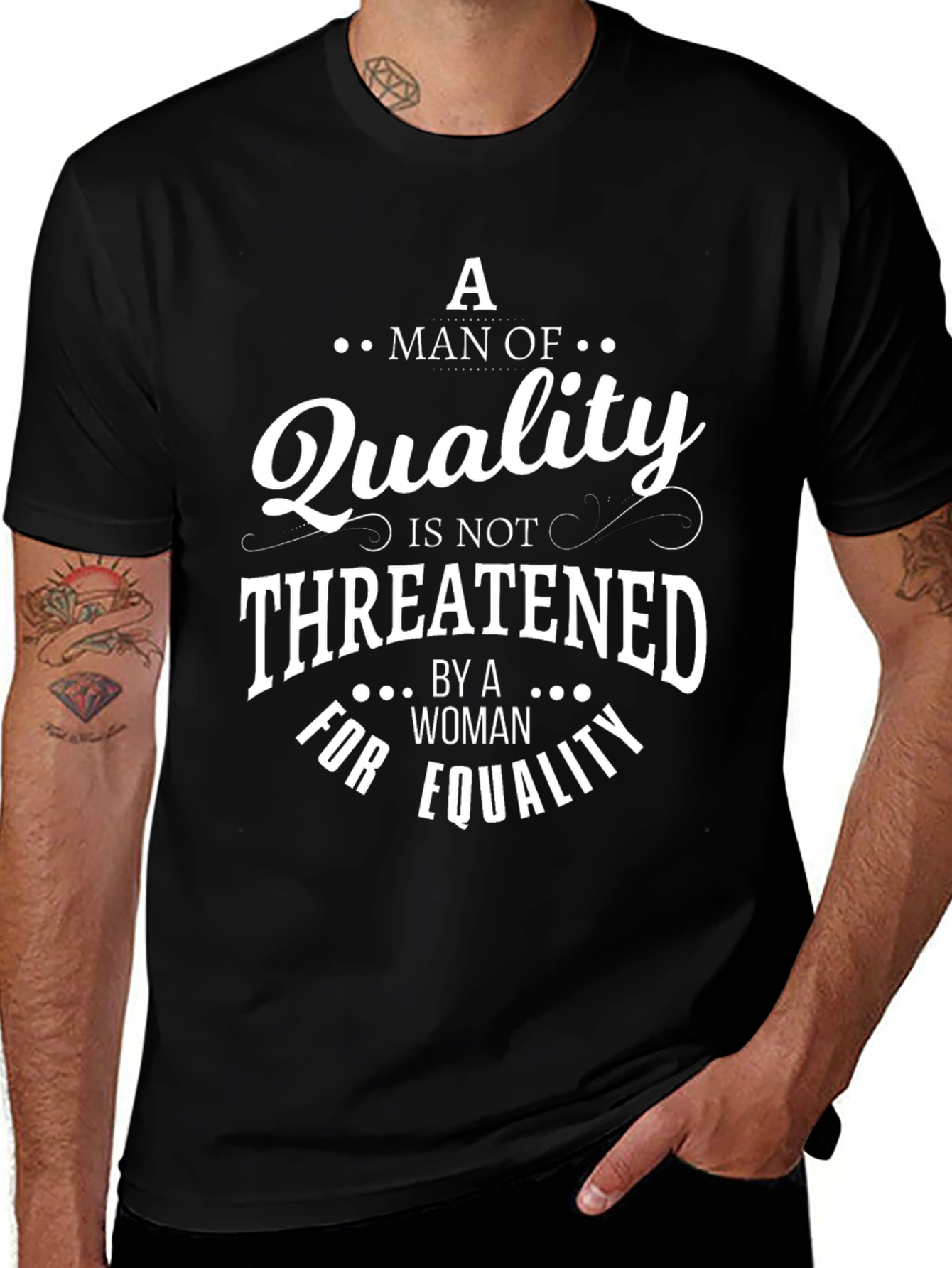 Equality Quality Mans Black T-Shirt