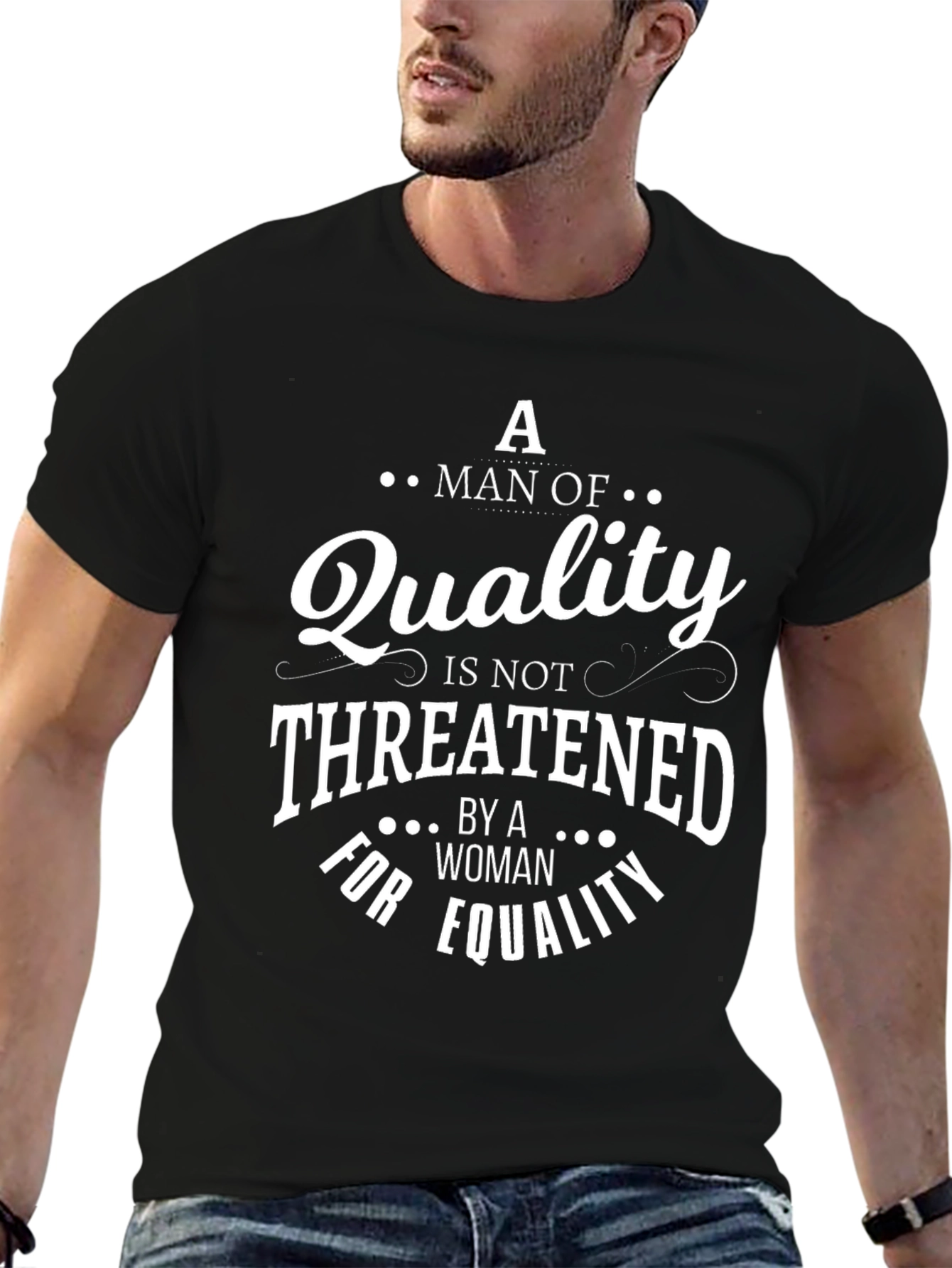 Equality Quality Mans Black T-Shirt