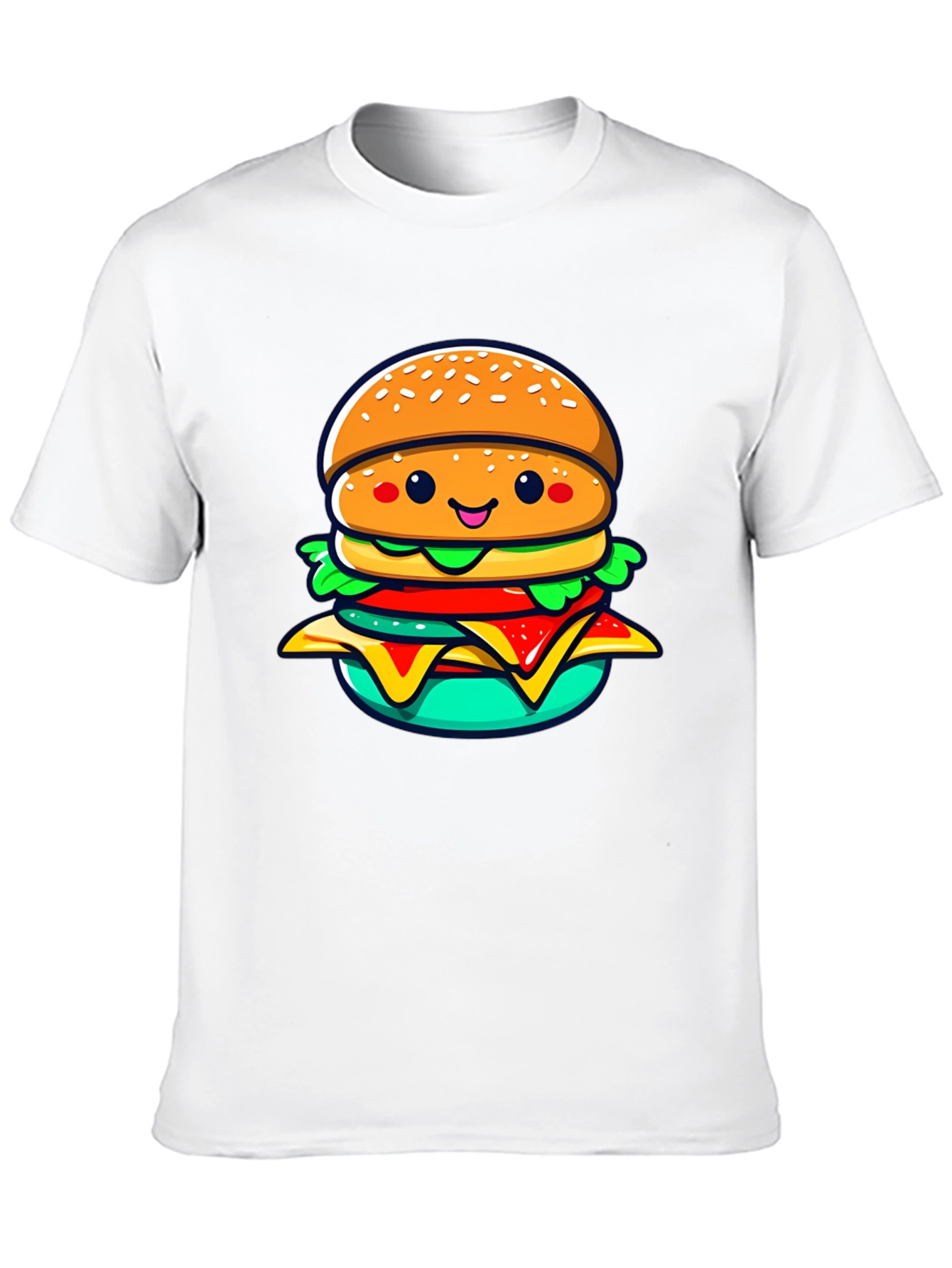 Burger Cartoon Graphic Black T-Shirt