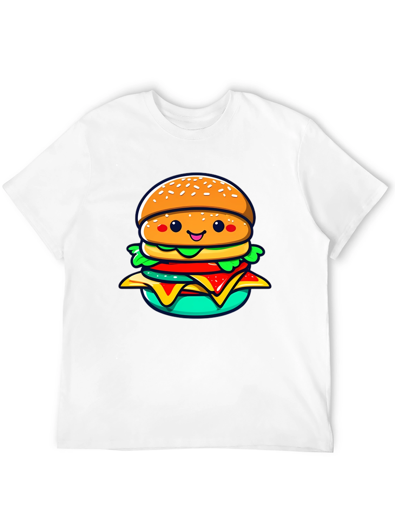 Burger Cartoon Graphic Black T-Shirt