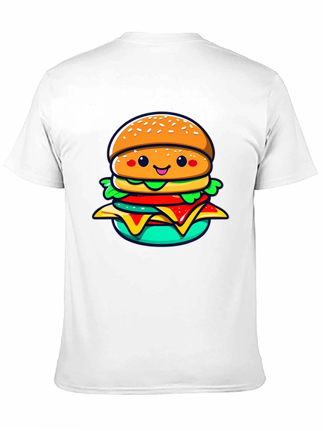 Burger Cartoon Graphic Black T-Shirt