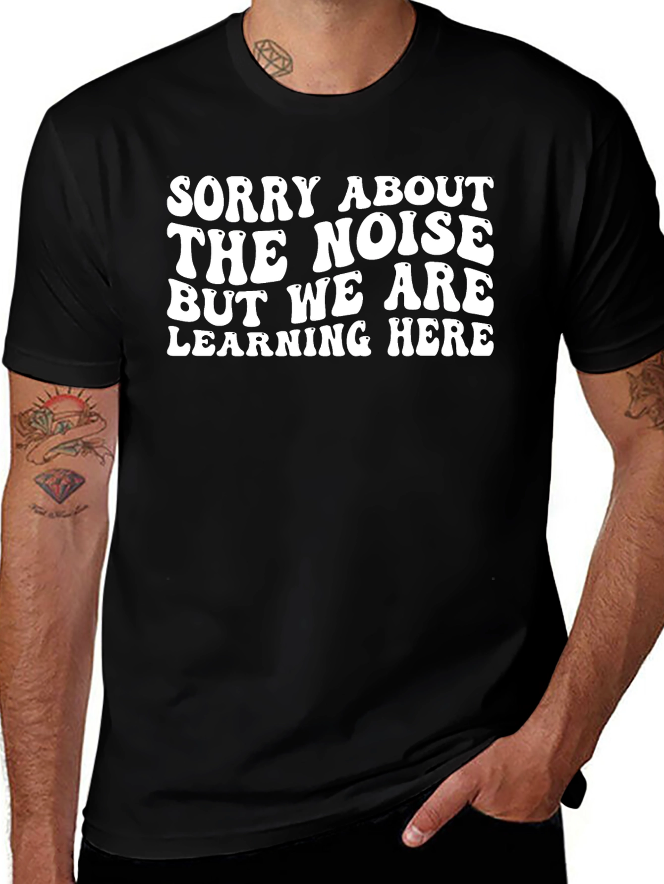 Sorry About The Noise Black Graphic T-Shirt