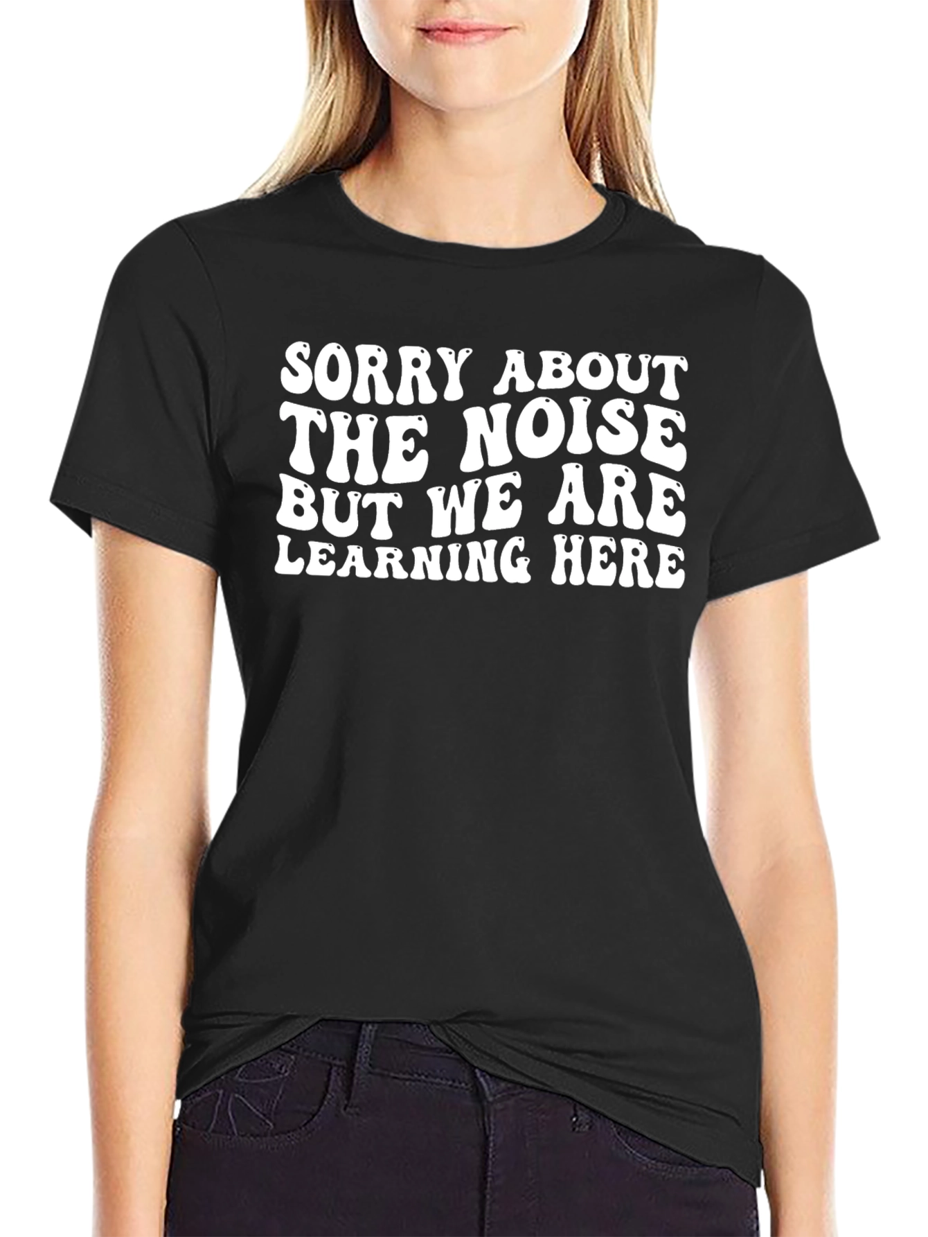 Sorry About The Noise Black Graphic T-Shirt