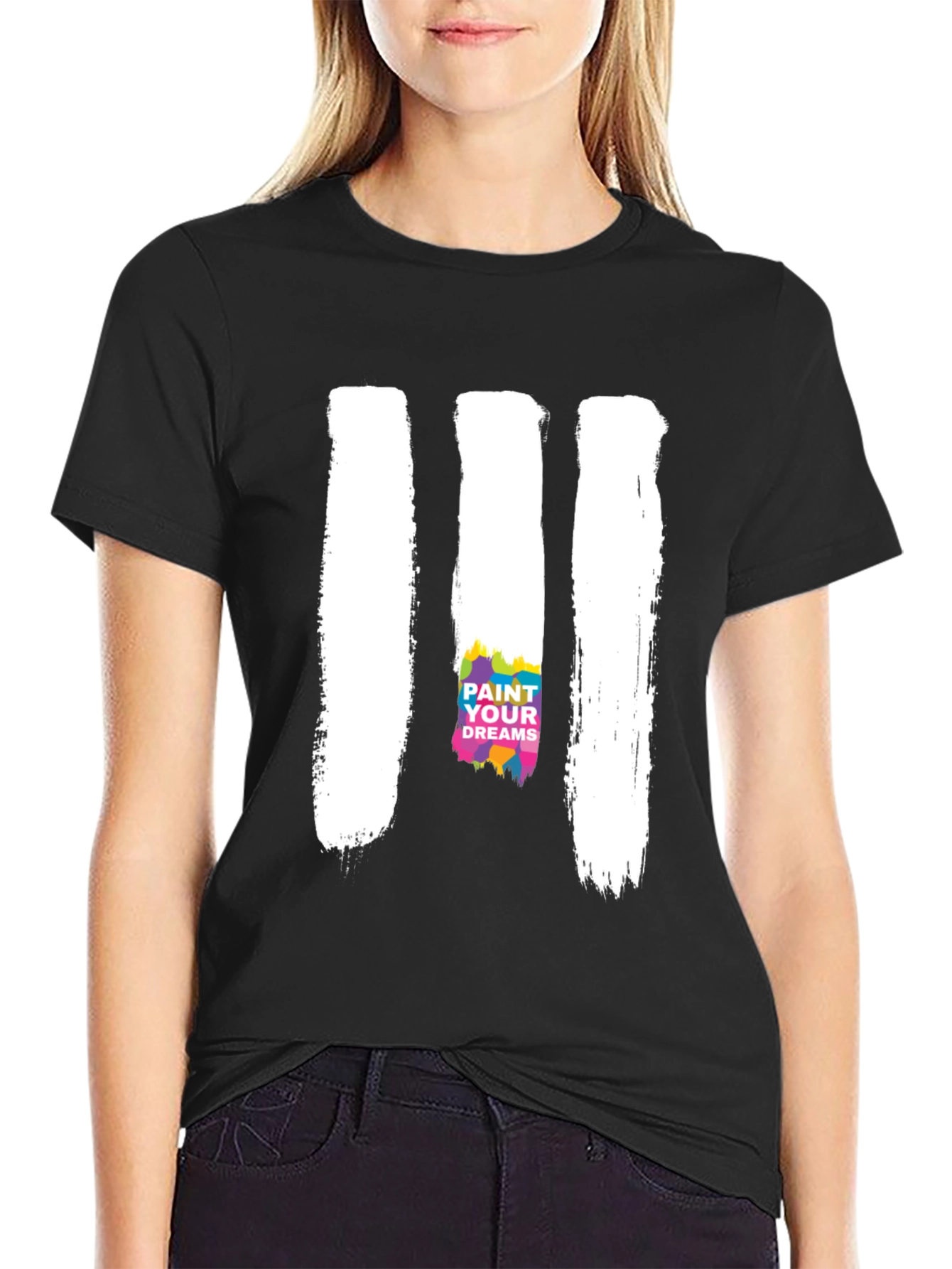 Paint Your Dreams Graphic Tee - Stylish Black T-Shirt